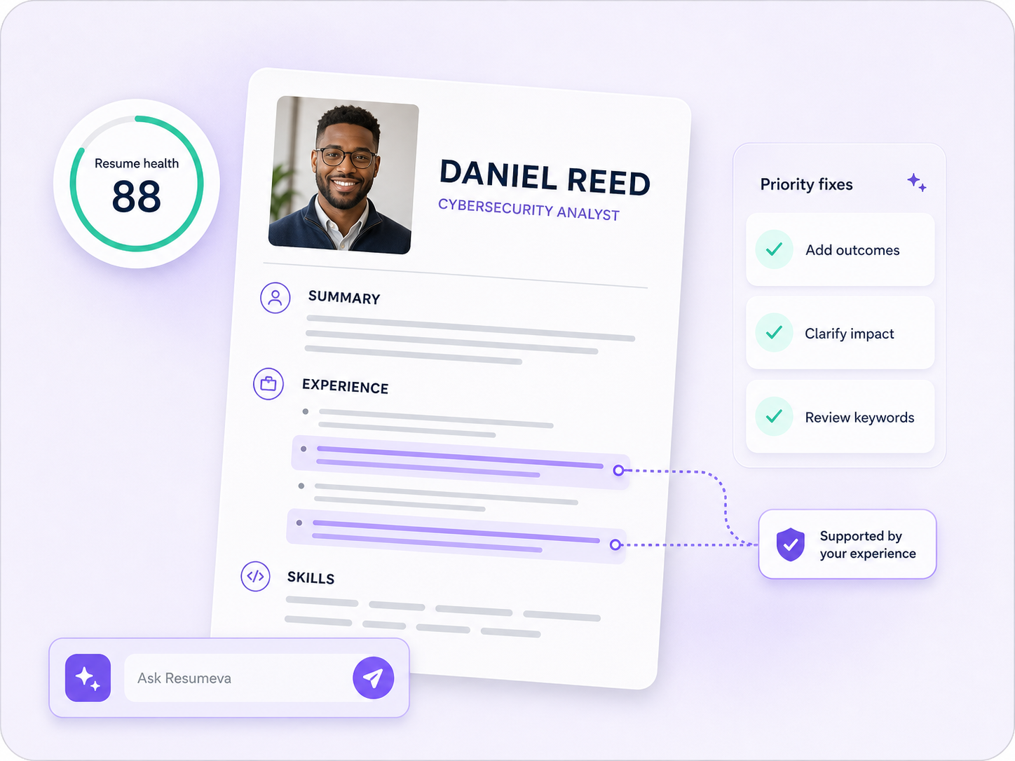 Resume analyzed by Resumeva with evidence-backed recommendations