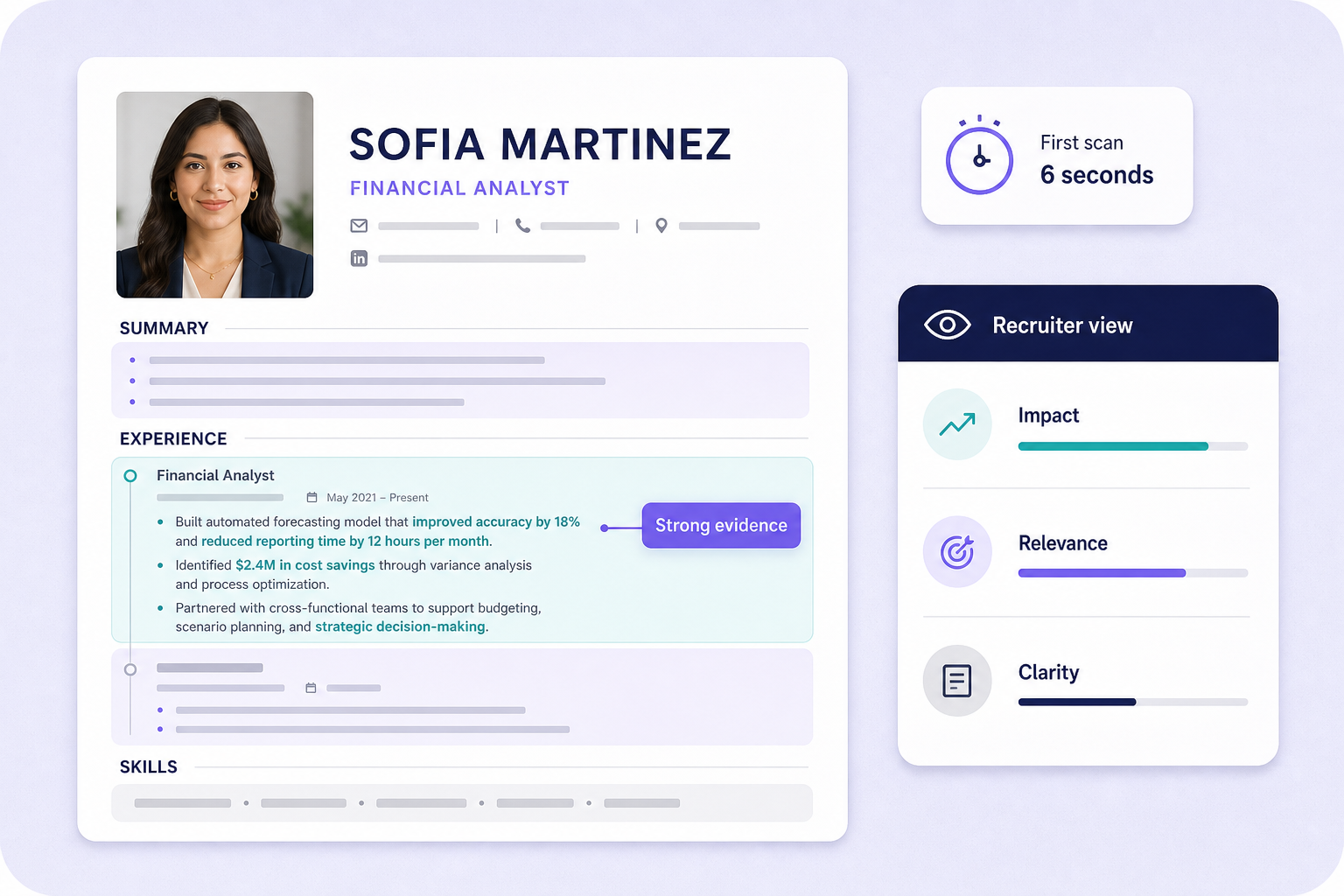 Resume analyzed by Resumeva with evidence-backed recommendations