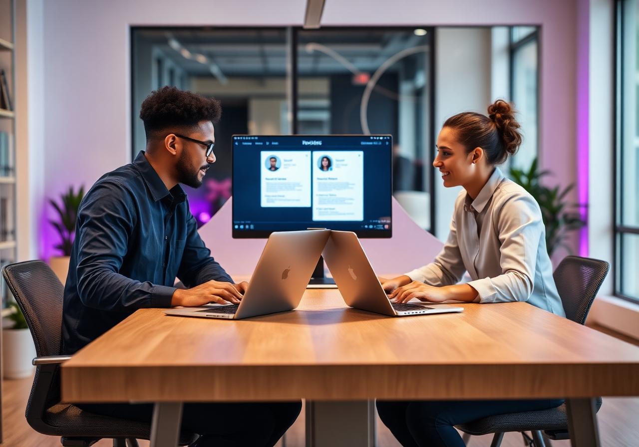 Two Resumeva colleagues collaborating in the office