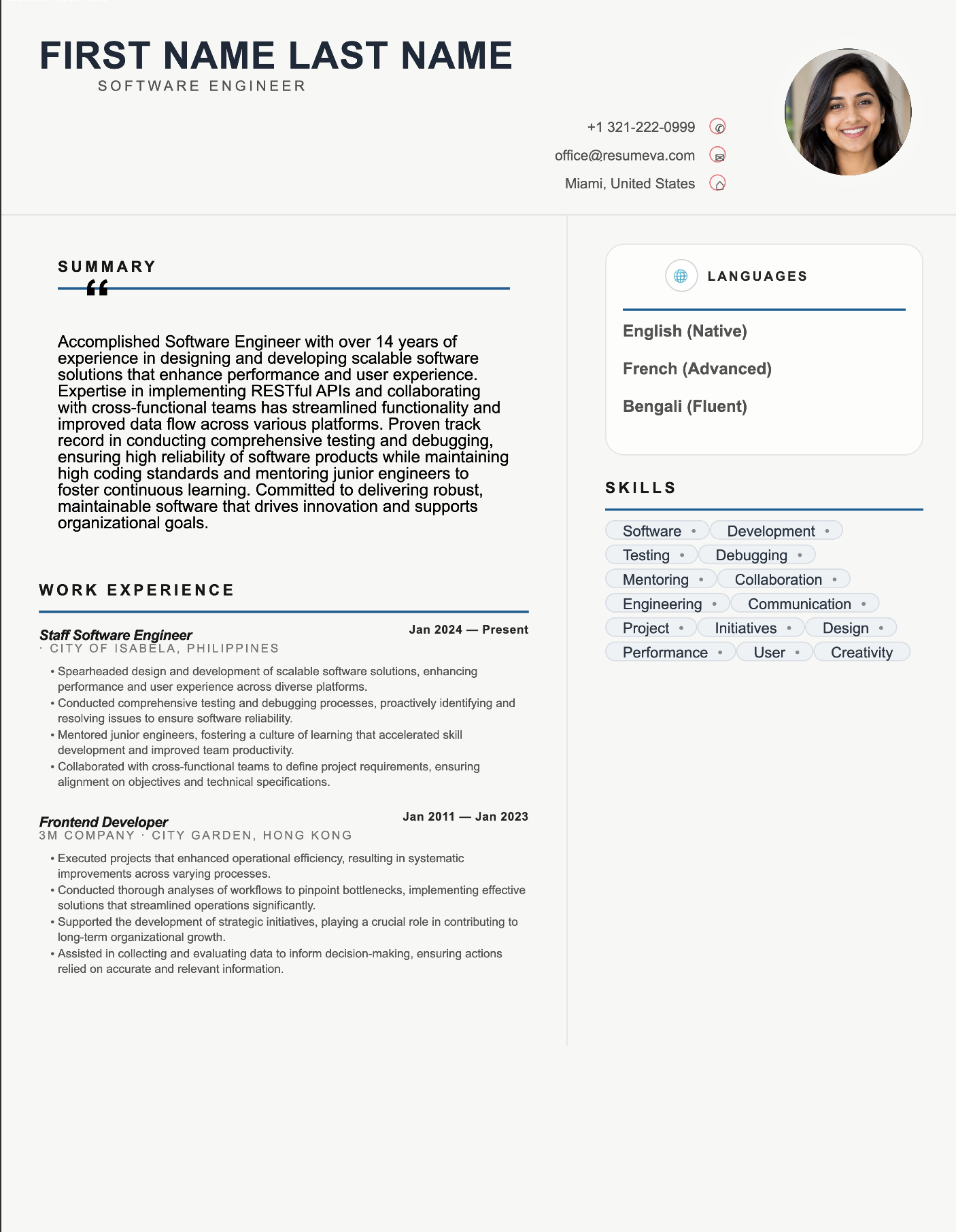 Chef resume template preview