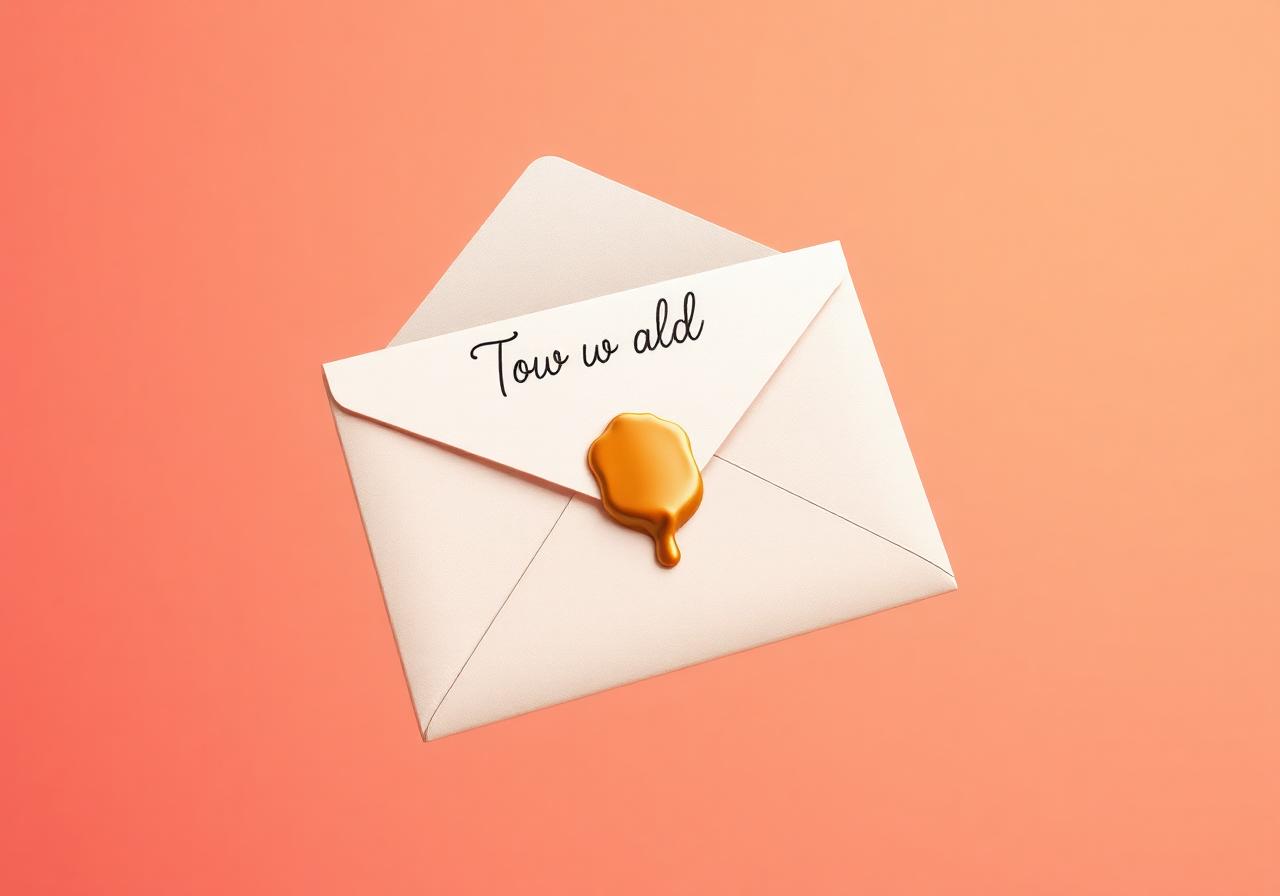 A sealed cover letter envelope with wax seal floating on a warm gradient