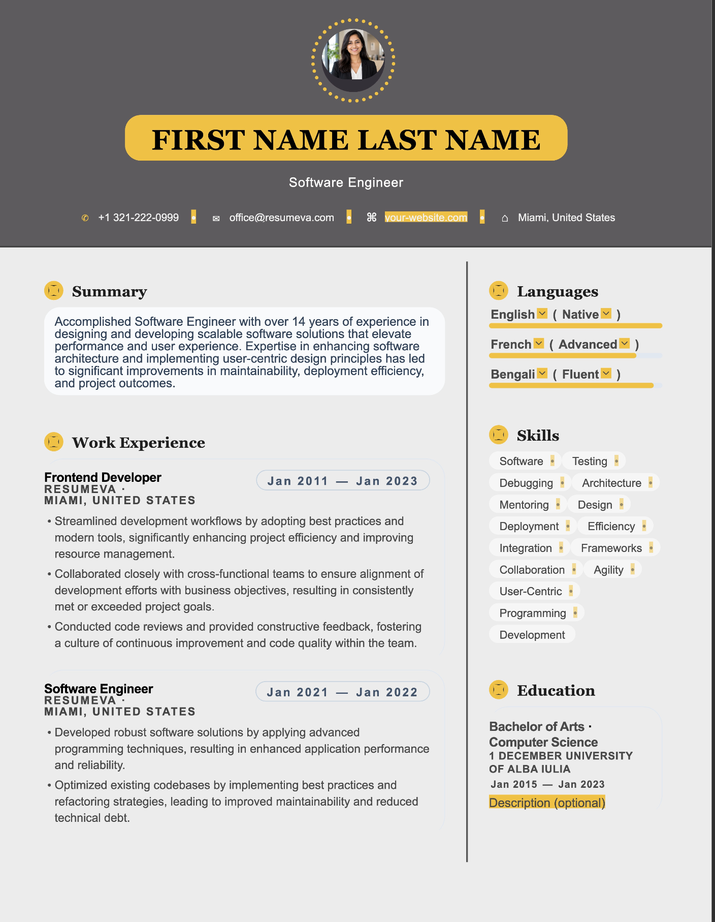 Data Analyst resume template preview