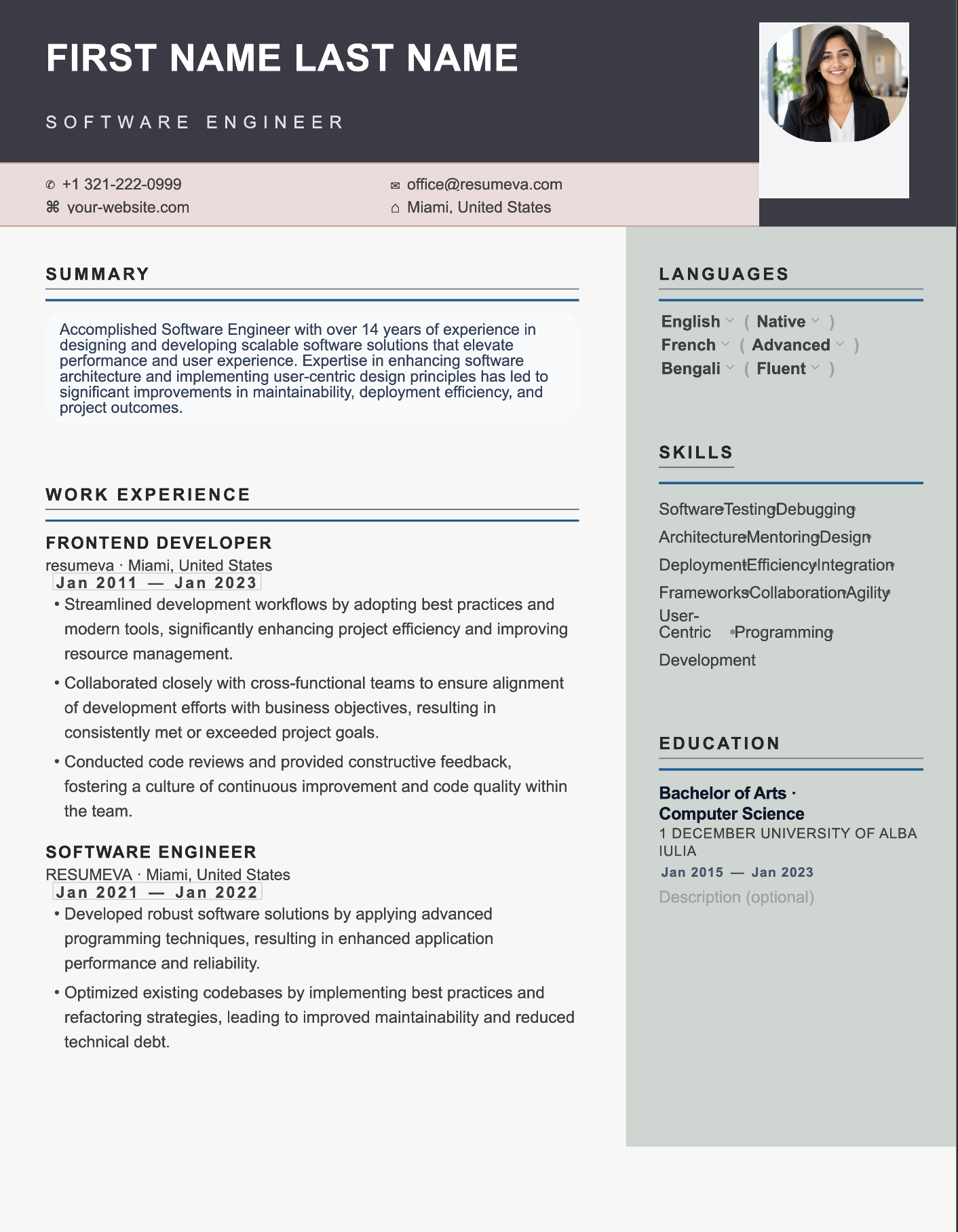 Data Analyst V3 resume template preview