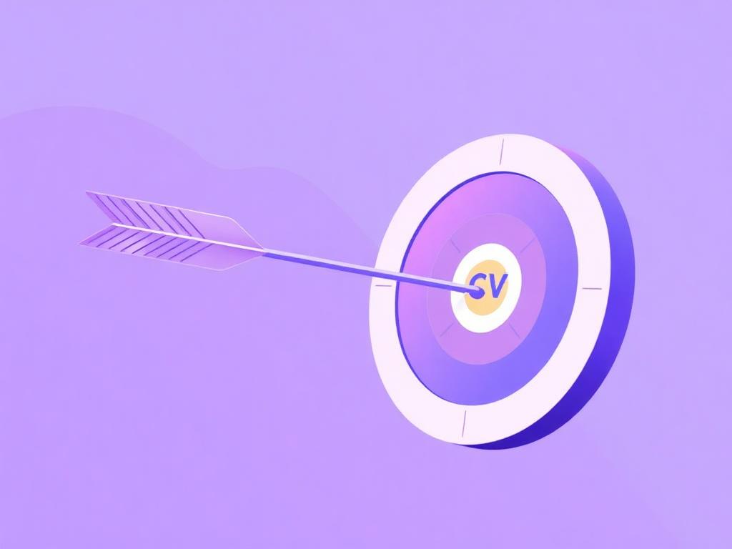 A target with a CV arrow hitting the bullseye