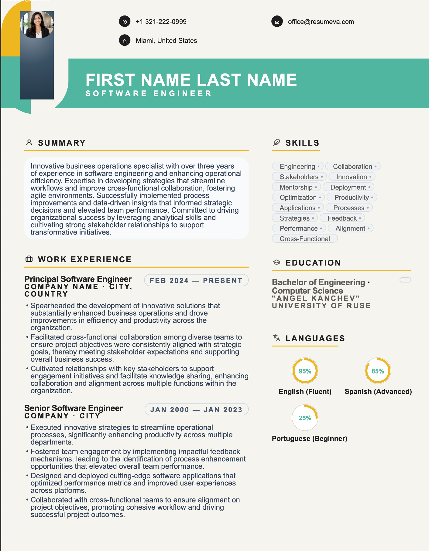 Marketing Specialist resume template preview