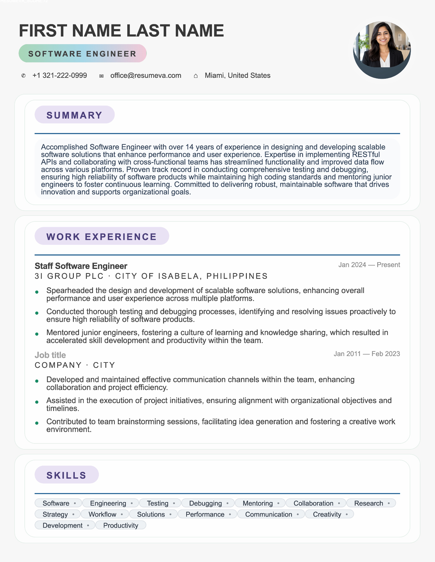 Marketing Specialist resume template preview