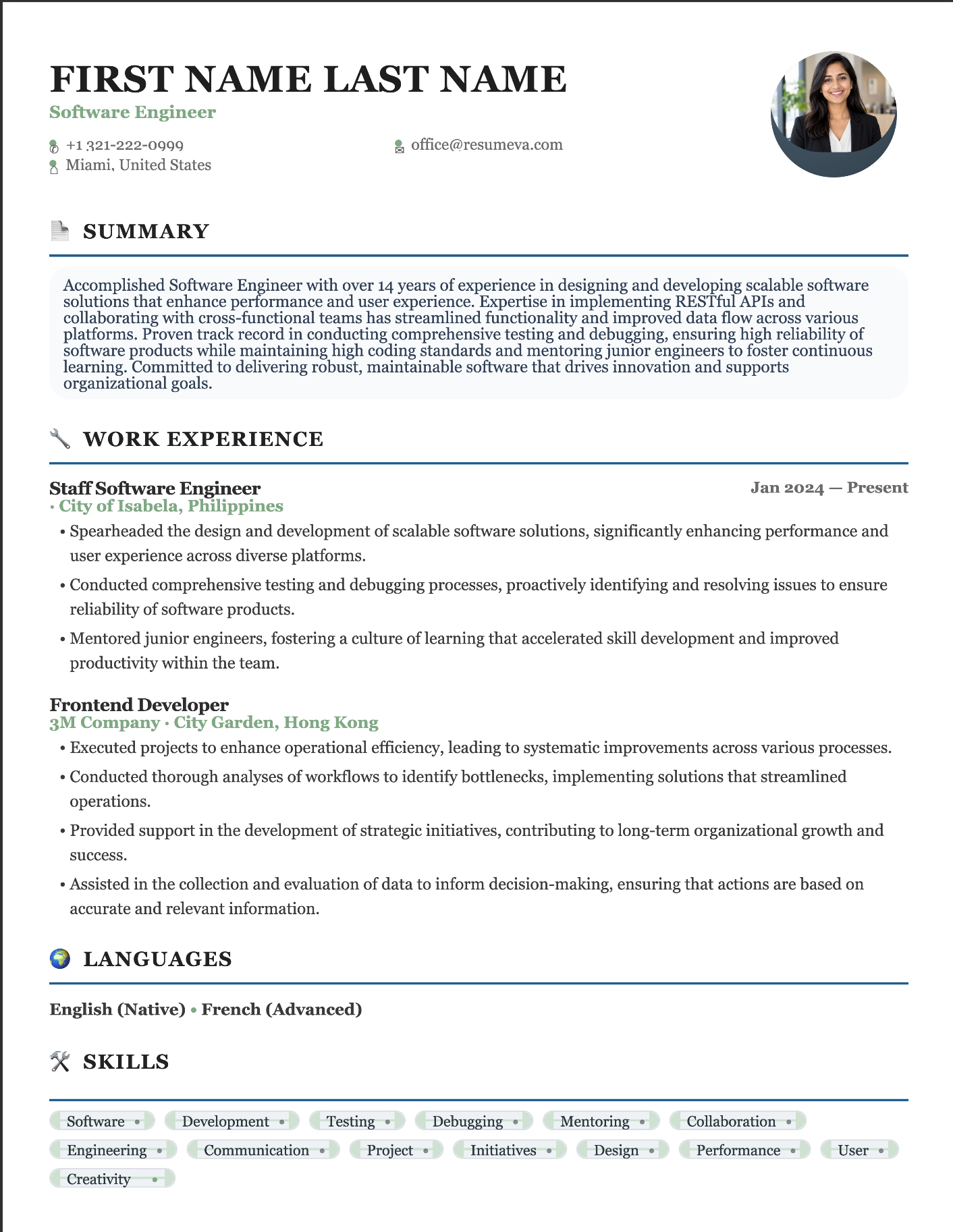 Mechanic resume template preview