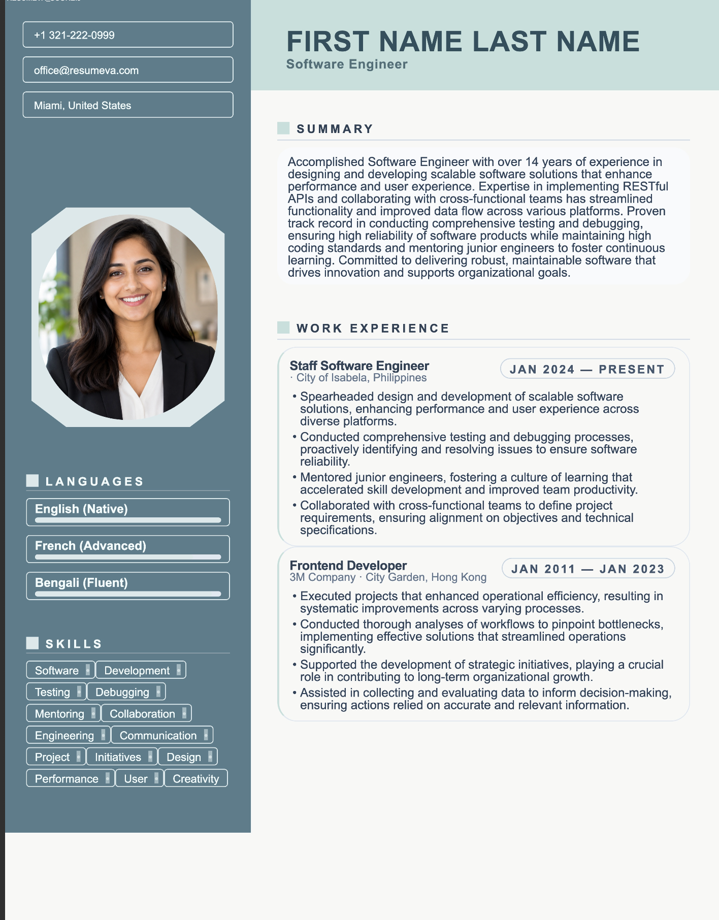 Project Manager resume template preview