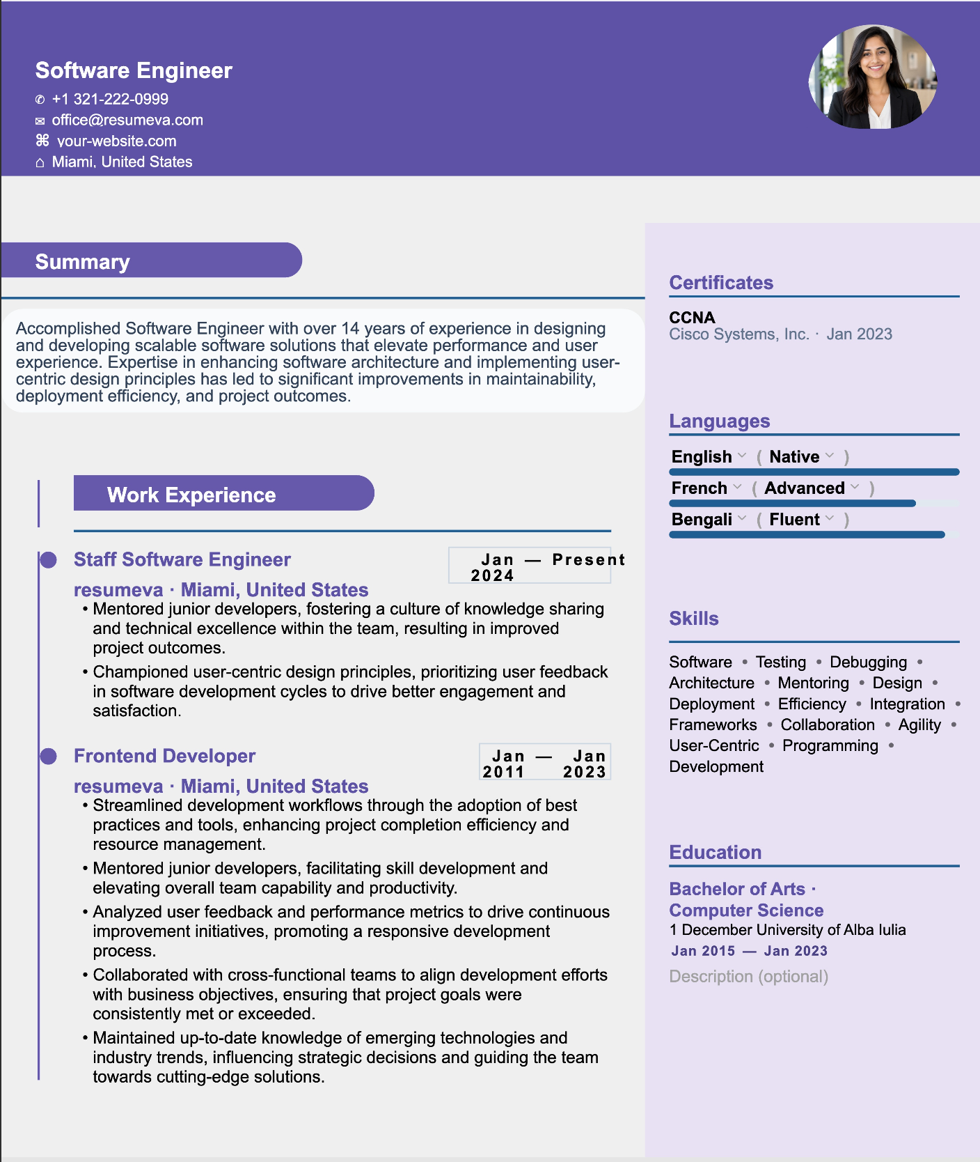 Sales Manager V3 resume template preview