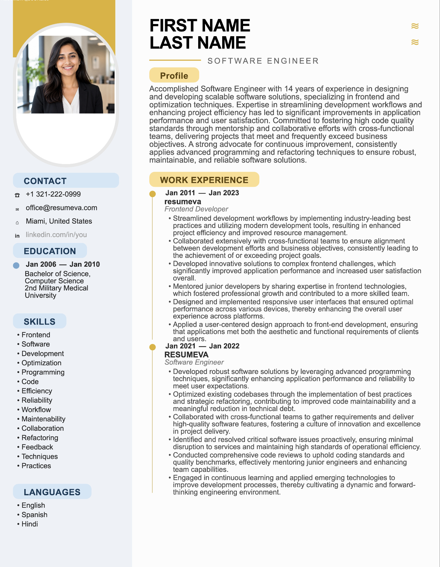 Sales Representative resume template preview
