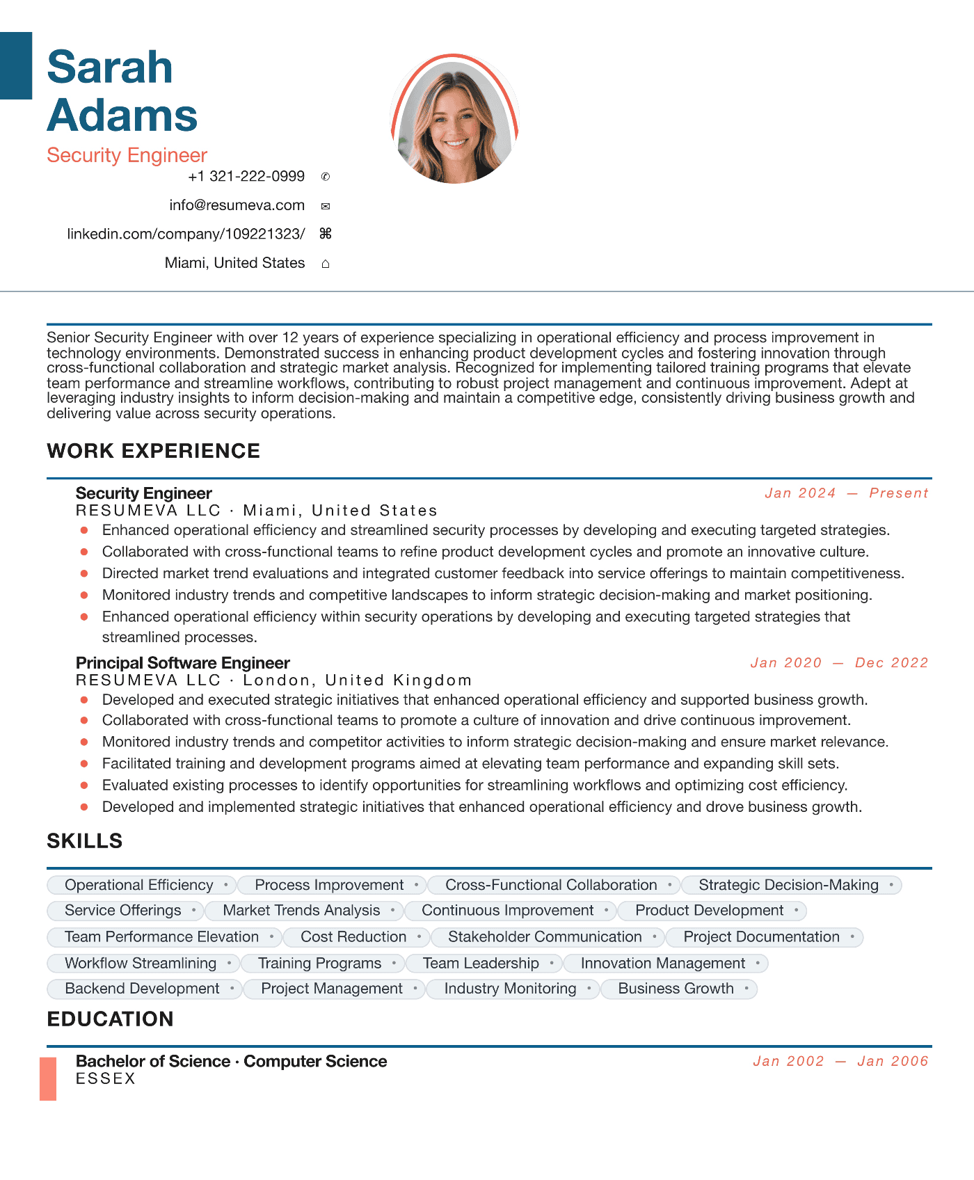 101. Risk Analyst resume template preview