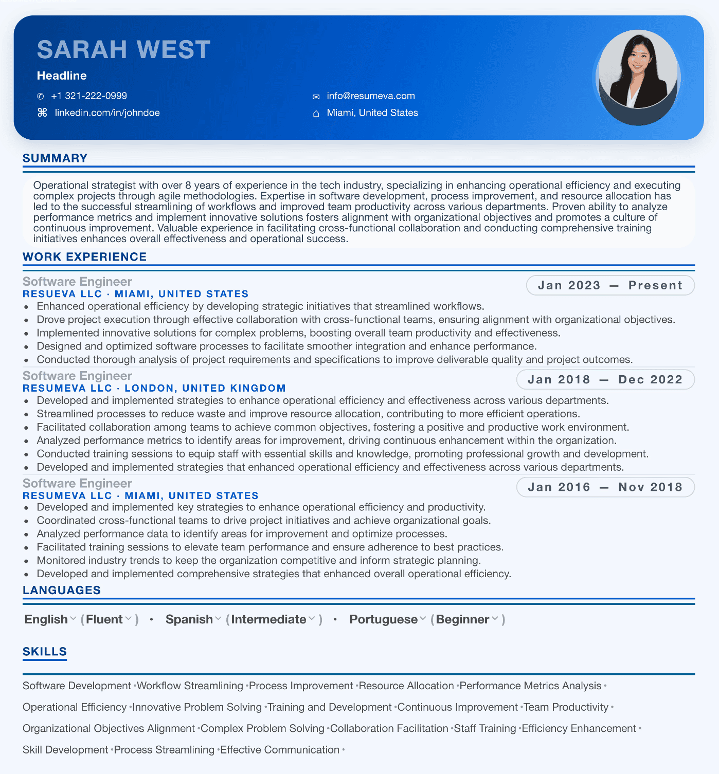 44. Chief Operating Officer resume template preview
