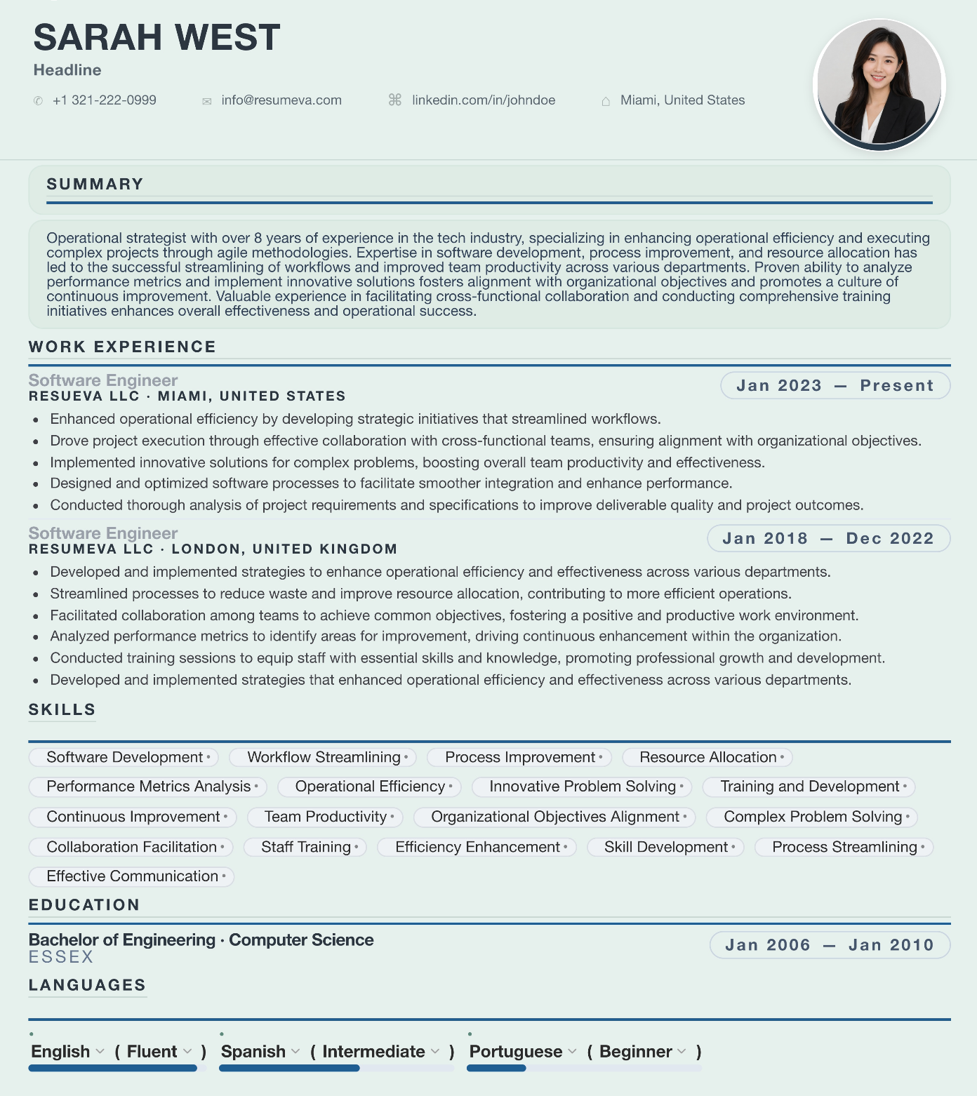 57. Coach resume template preview