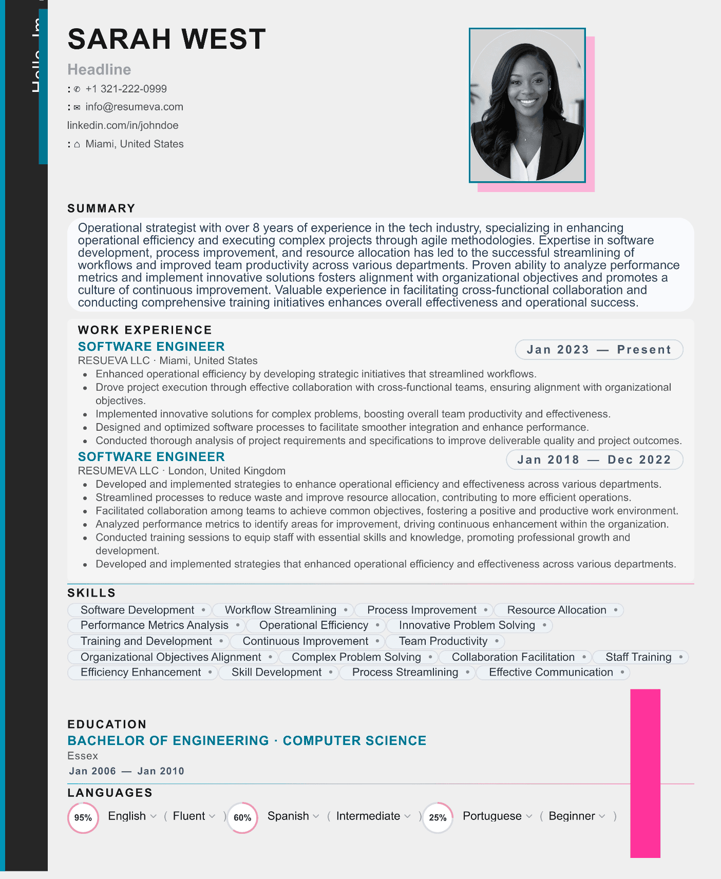 53. Content Writer resume template preview
