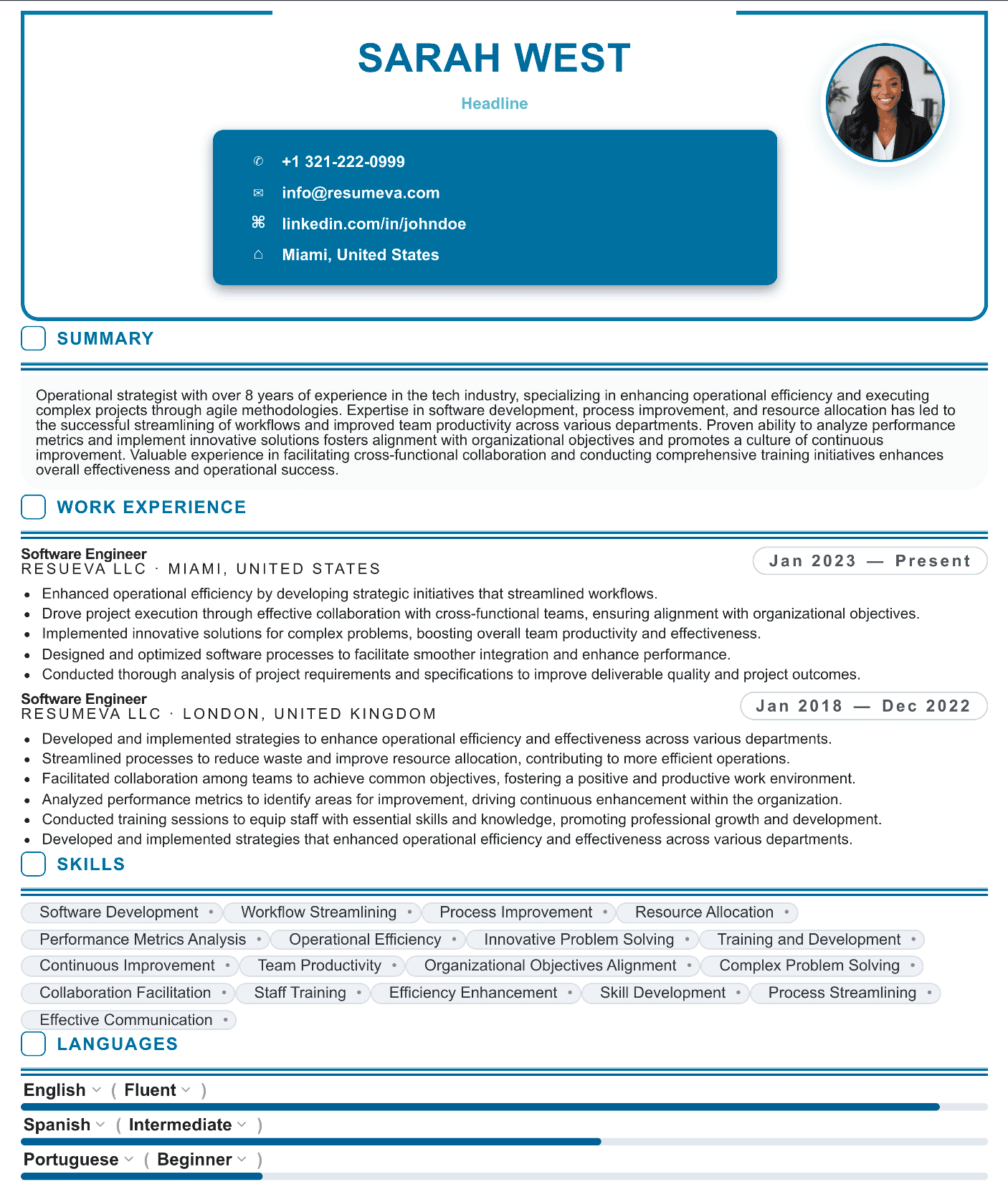 54. Full Stack Developer resume template preview