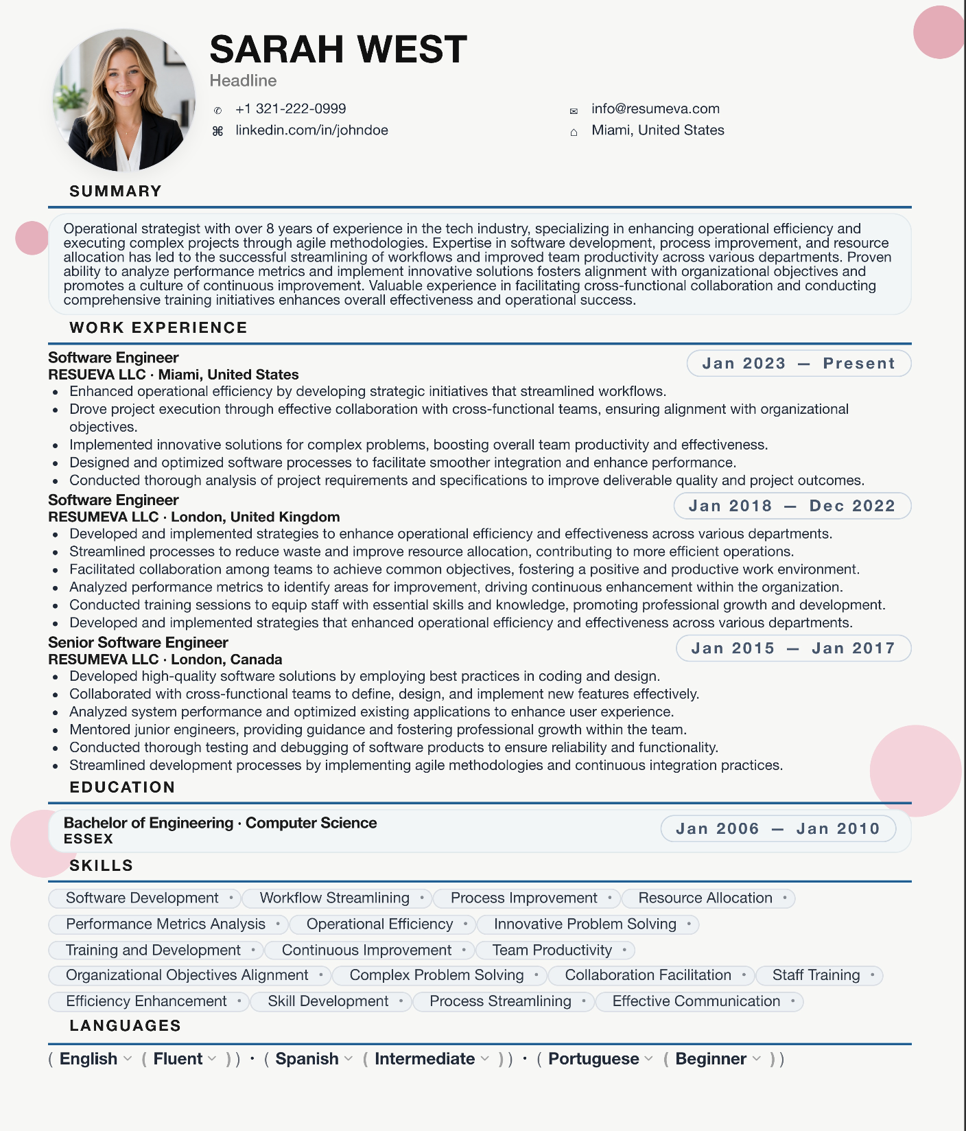 66. Bloom resume template preview