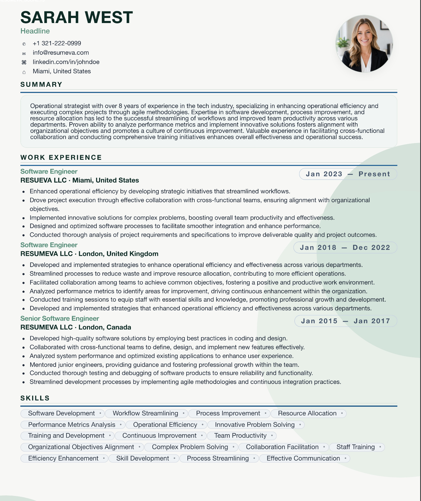 67. Sage resume template preview