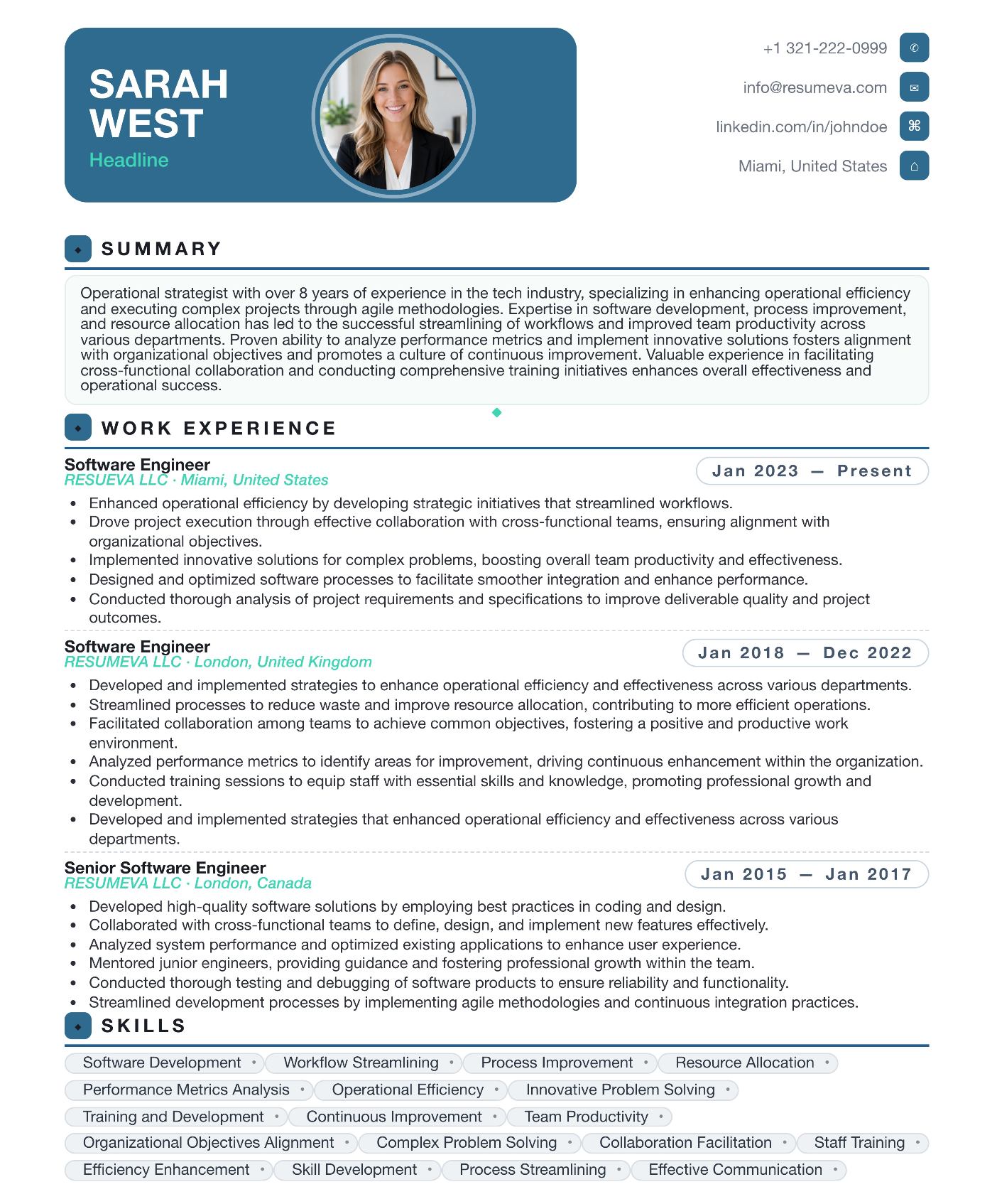 70. Blue resume template preview