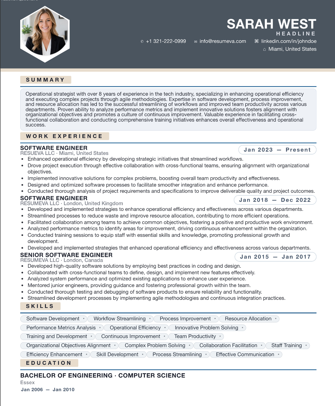 71. Sky resume template preview