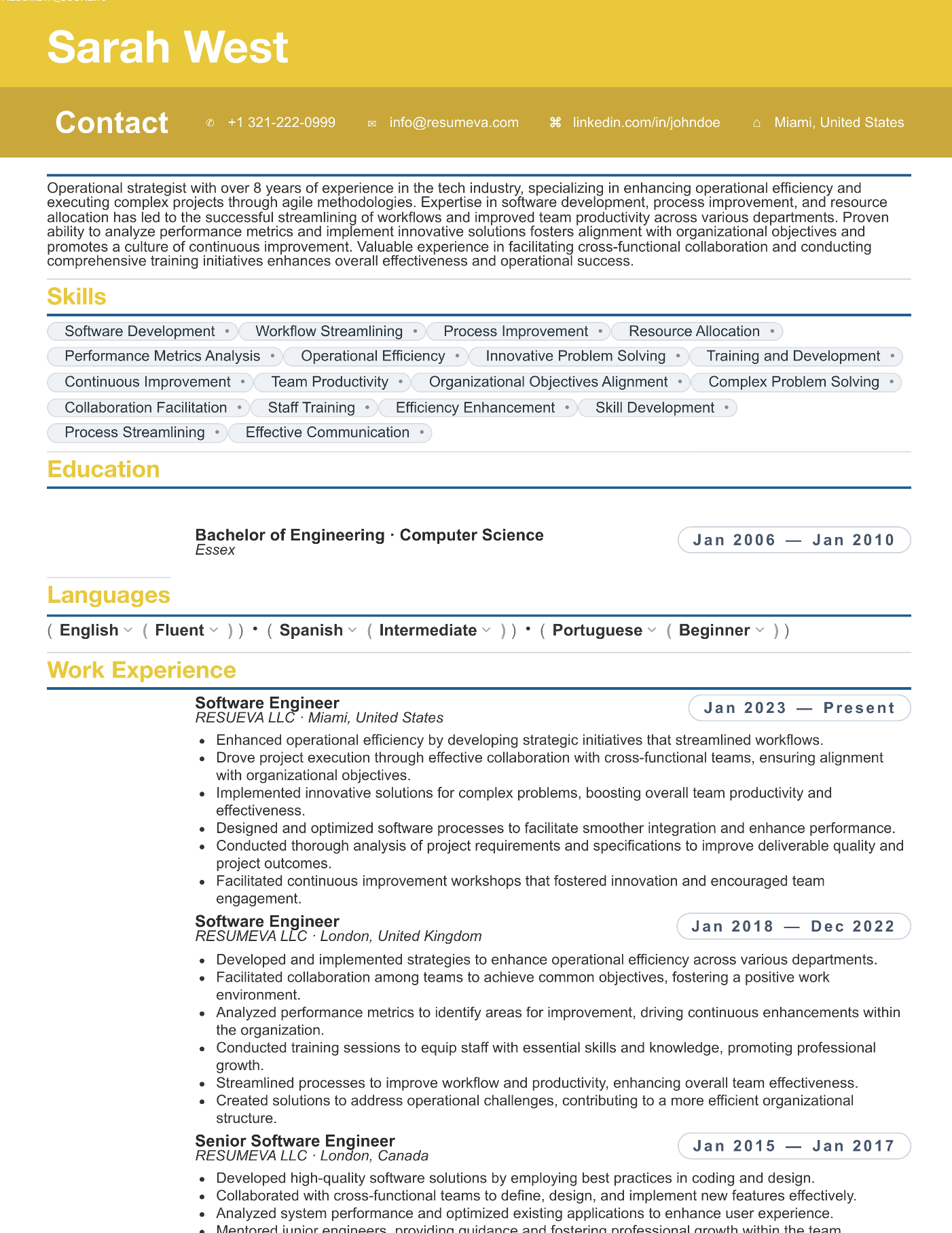 75. Saffron resume template preview
