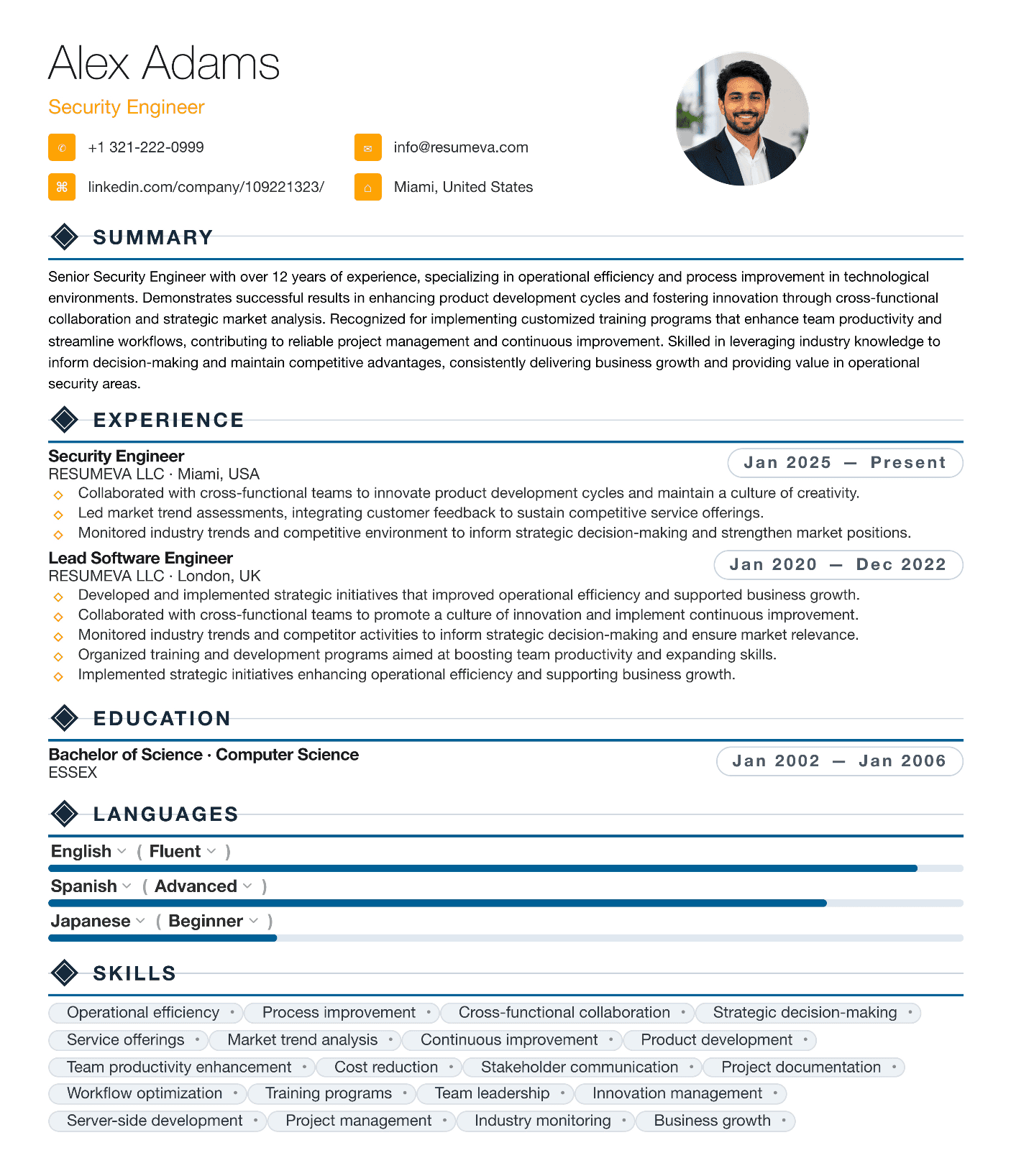 75. QA Engineer resume template preview
