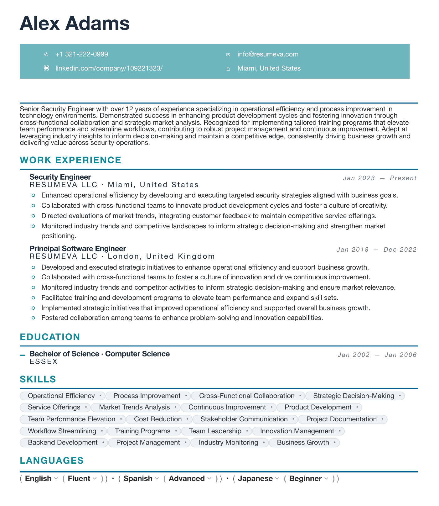 92. Supply Chain Analyst resume template preview