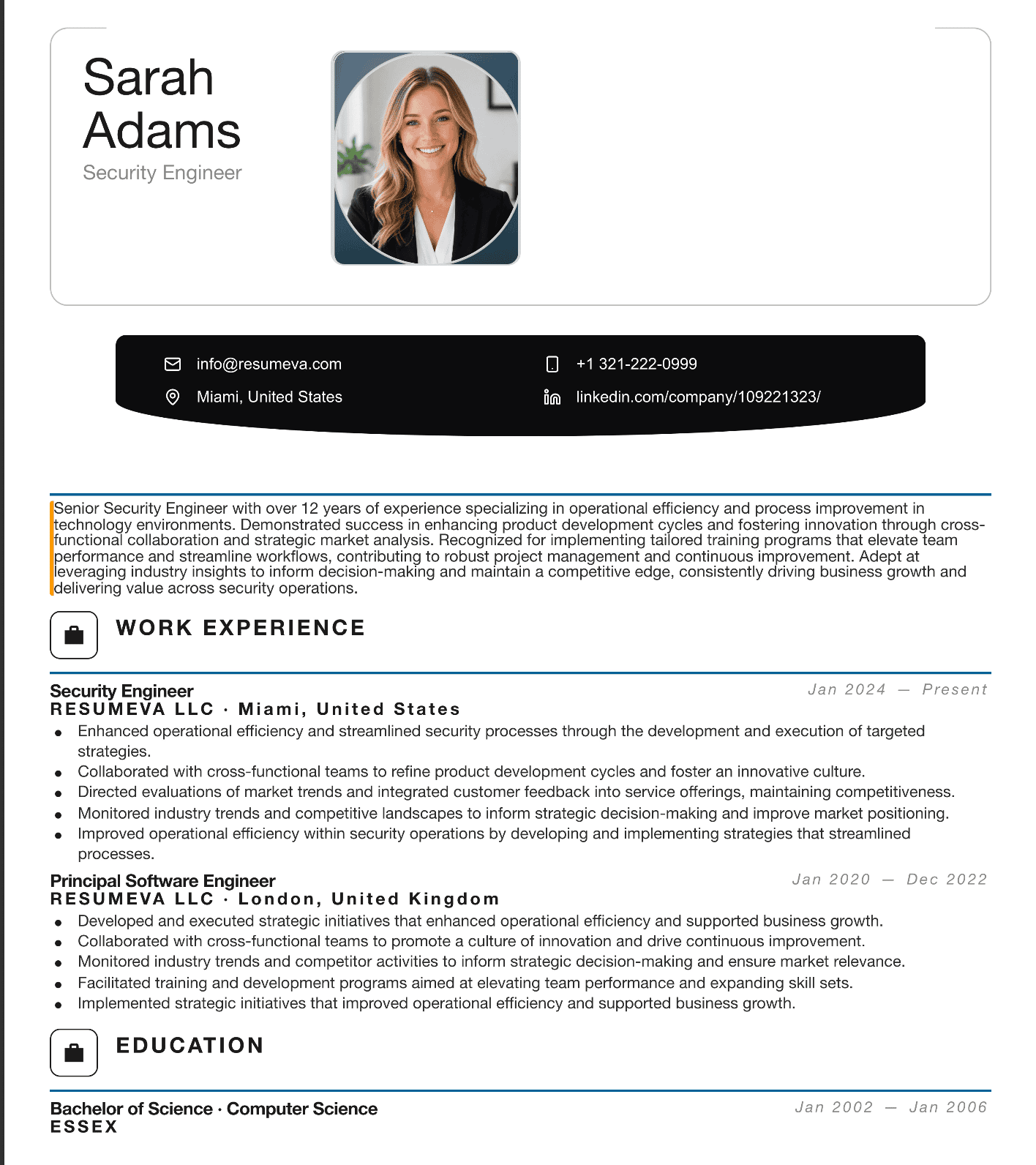 97. Receptionist resume template preview