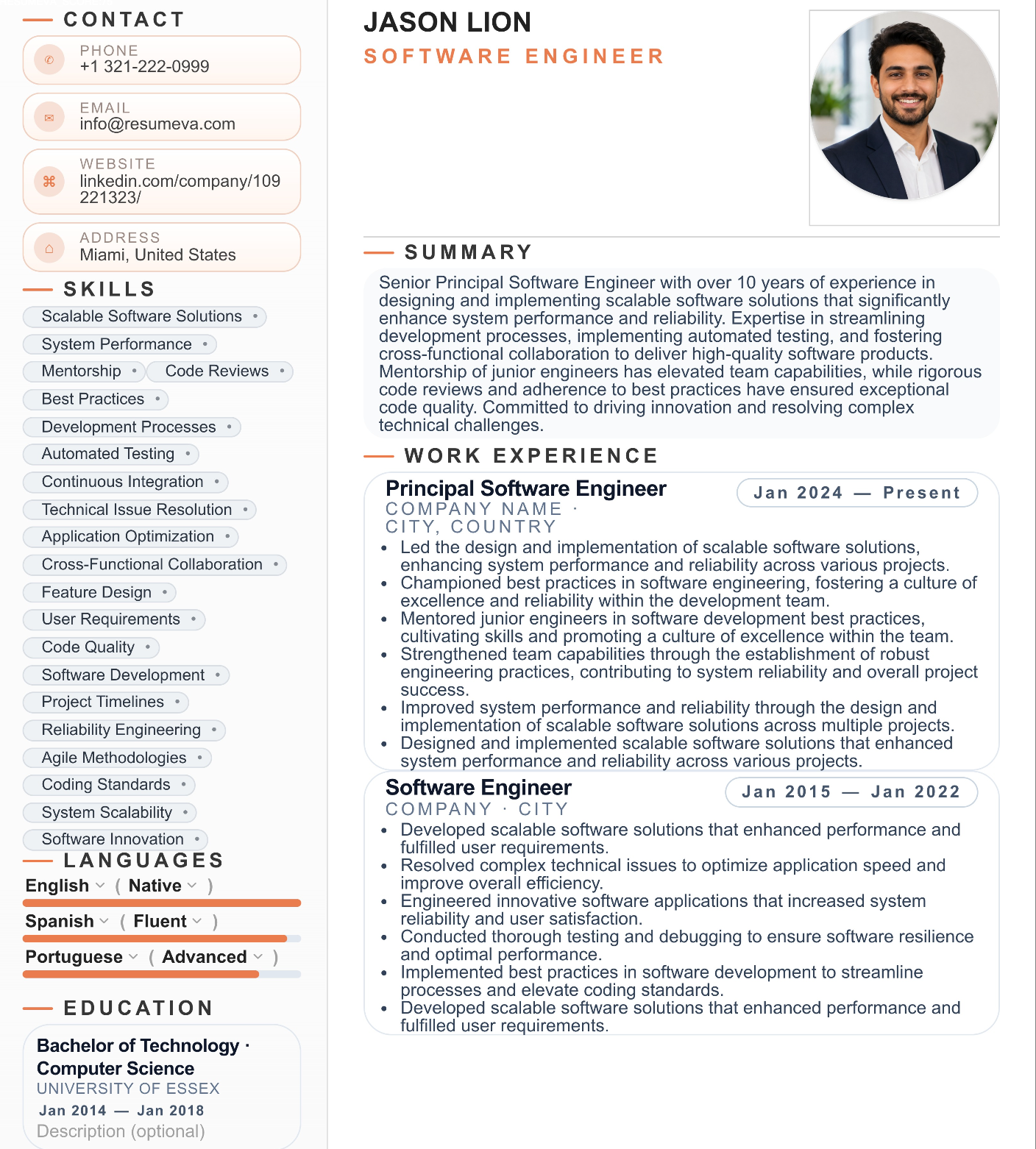 10. Business Consultant resume template preview