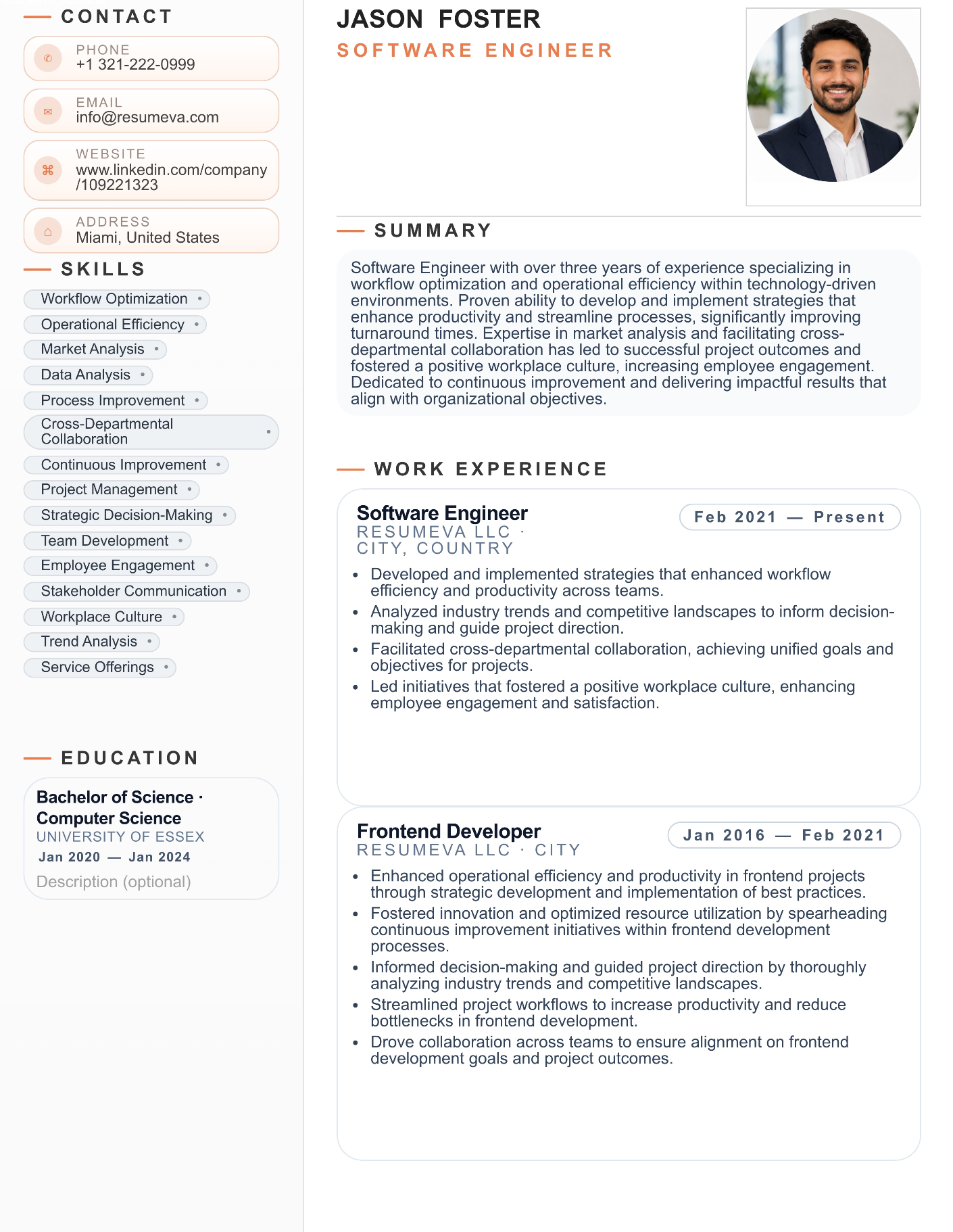 Business Consultant resume template preview