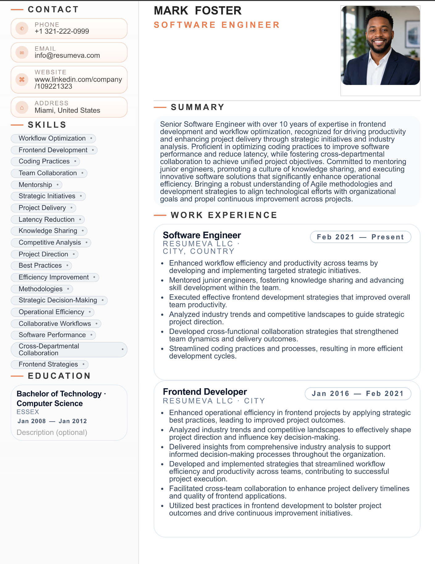 Business Consultant resume template preview