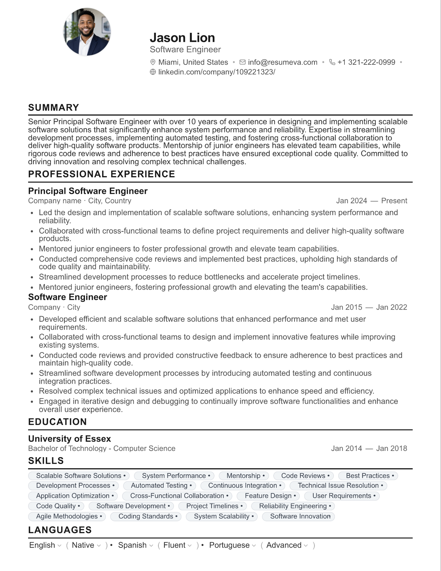 2. Classic resume template preview