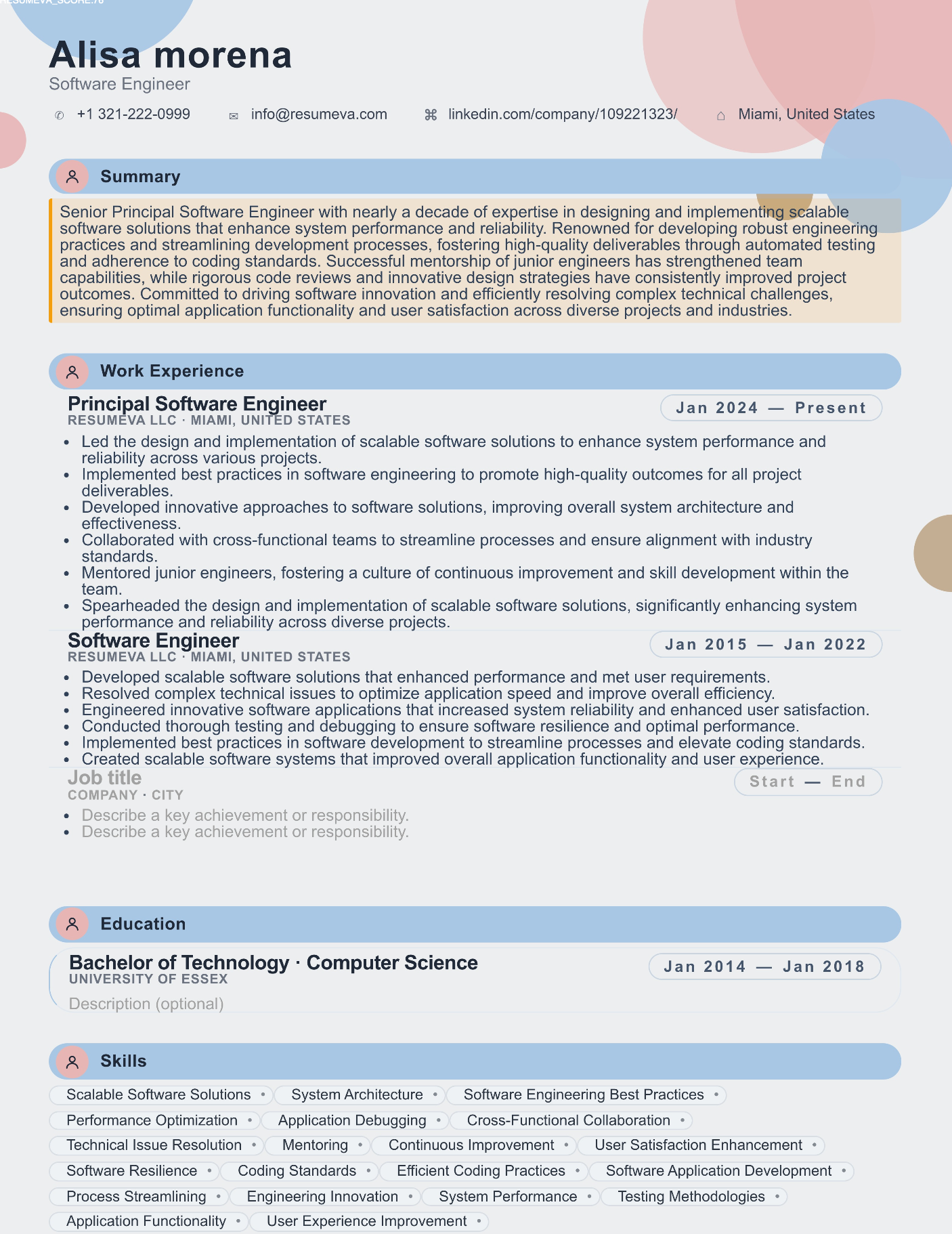 21. Client Support Specialist resume template preview