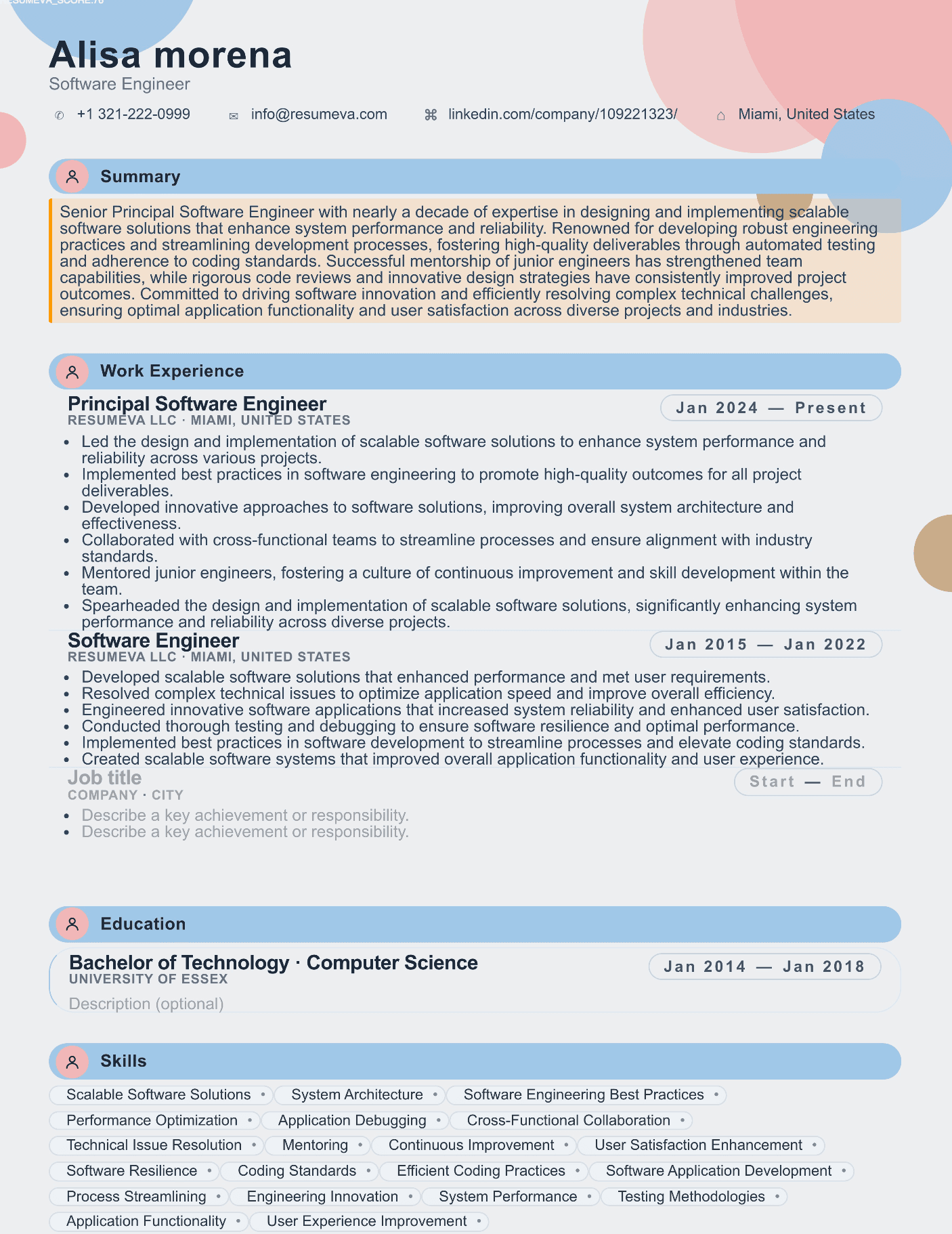 16. Client Support Specialist resume template preview