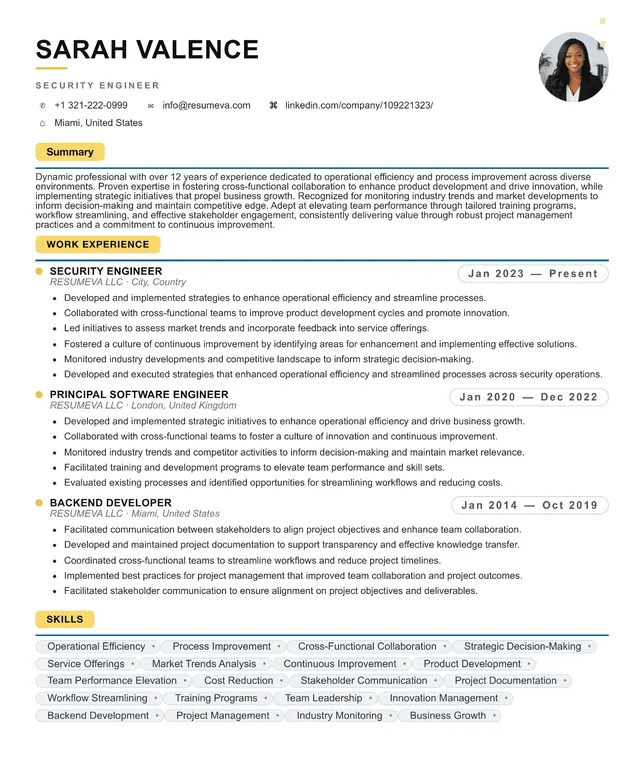 5. Customer Success Manager resume template preview