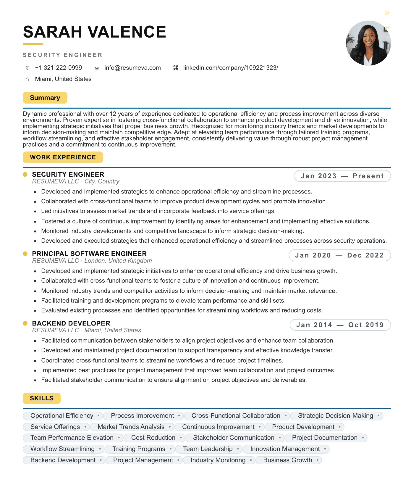 5. Customer Success Manager resume template preview