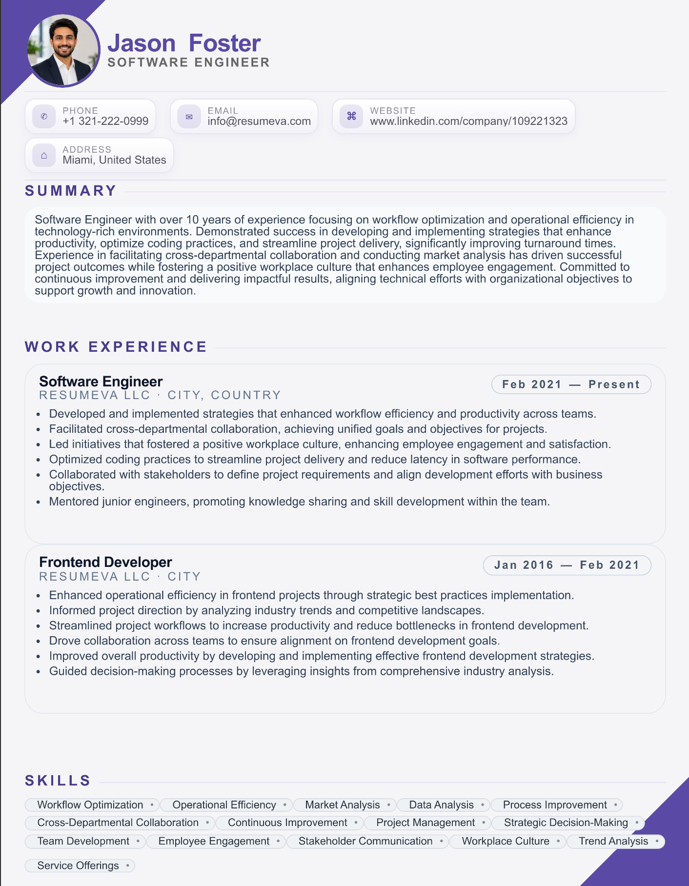 Data Engineering resume template preview