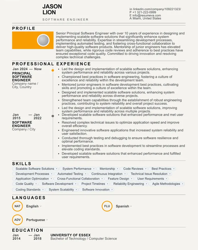 6. Construction Manager resume template preview