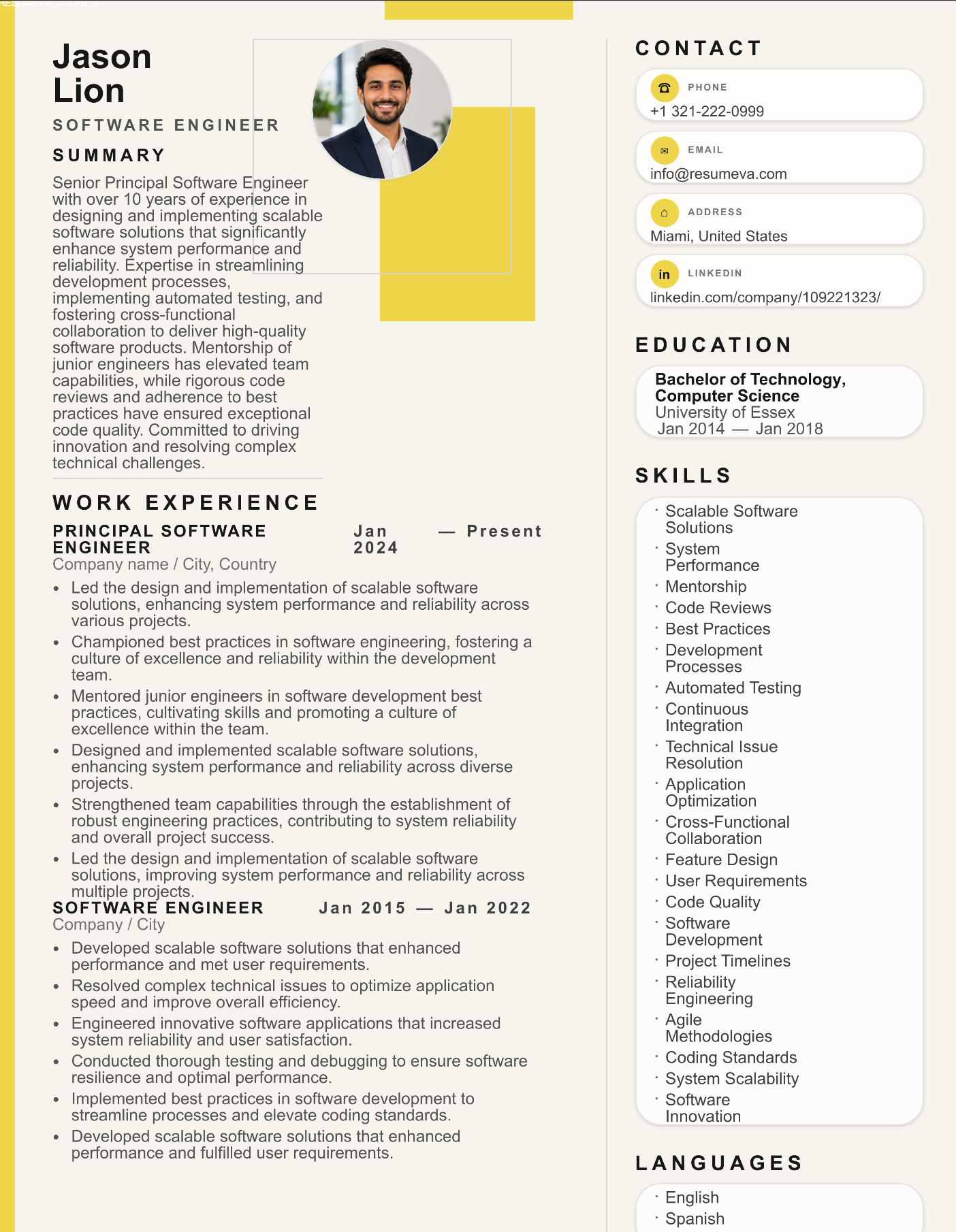 8. Design Construction resume template preview