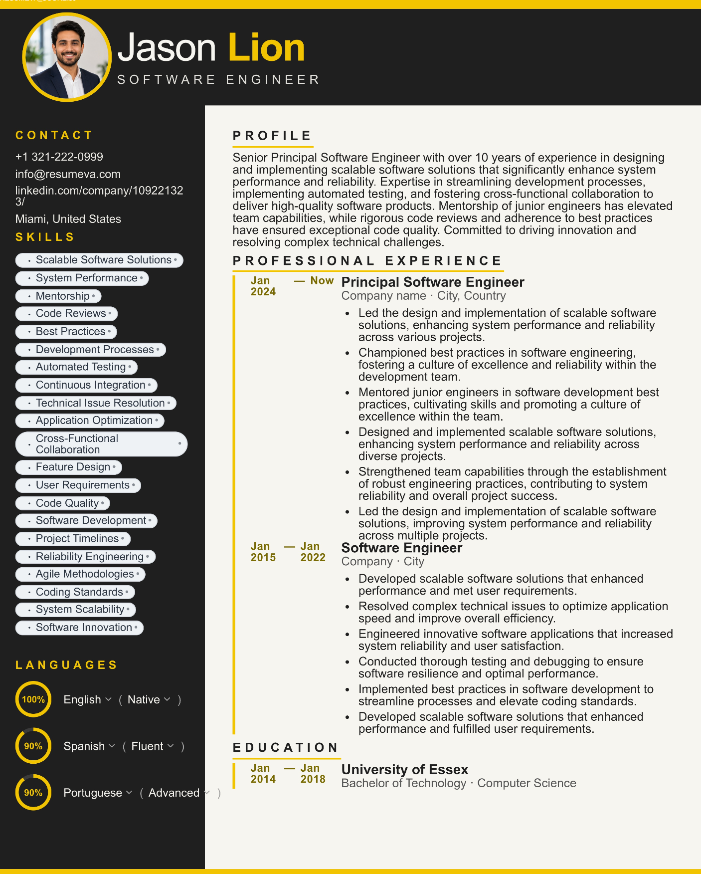 7. Design Construction resume template preview