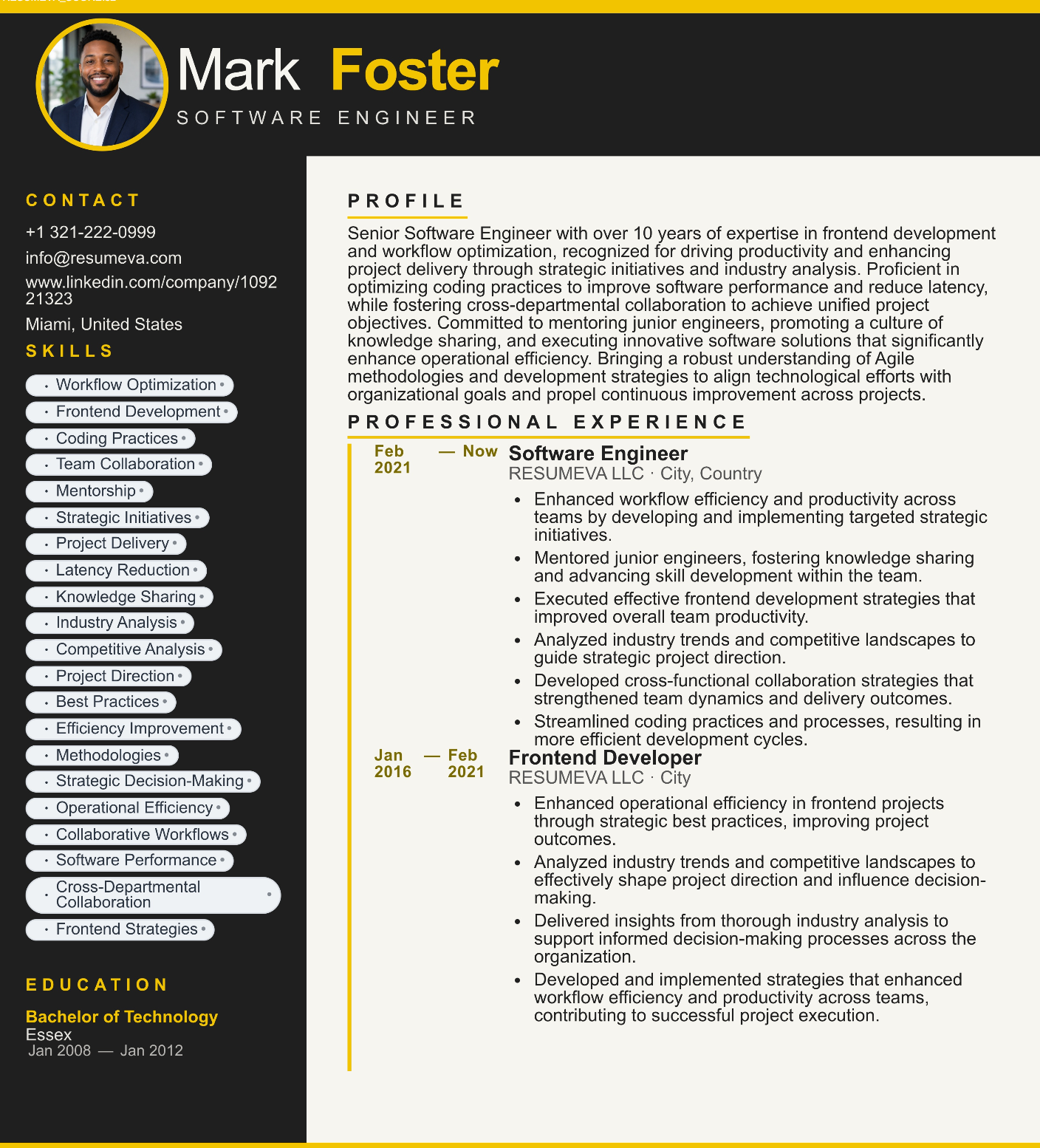 Design Construction resume template preview