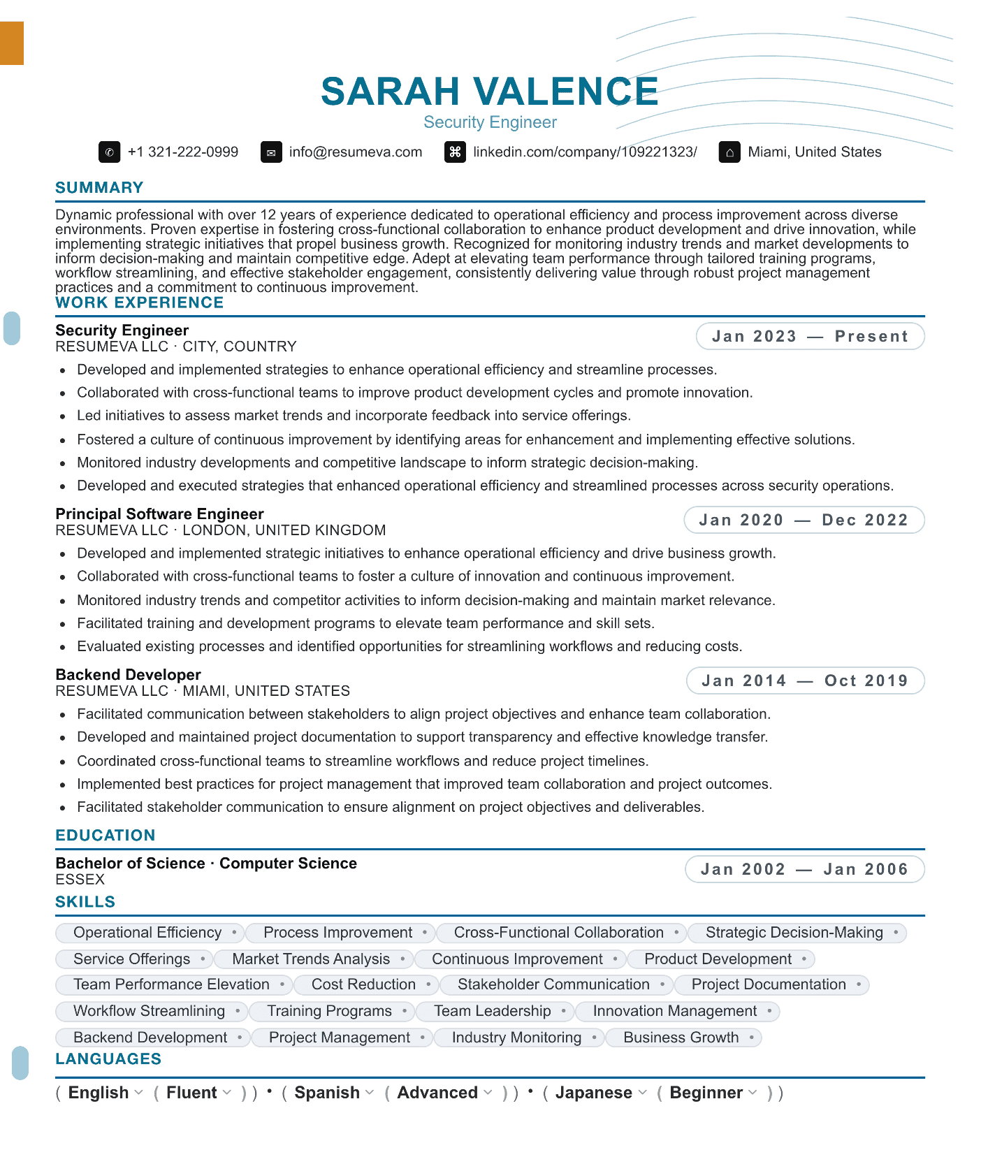 4. Financial Analyst resume template preview