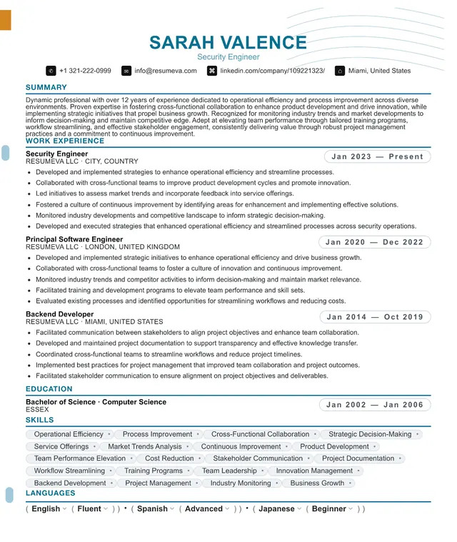 4. Financial Analyst resume template preview