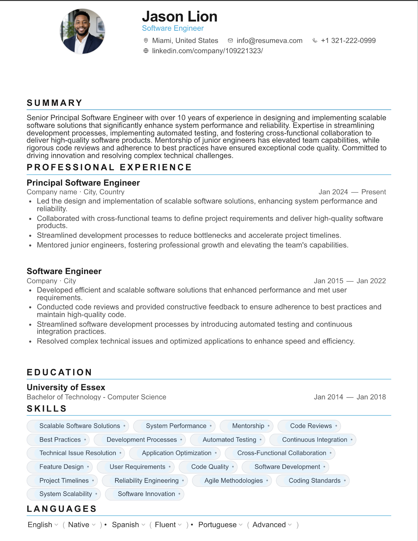 1. Free resume template preview