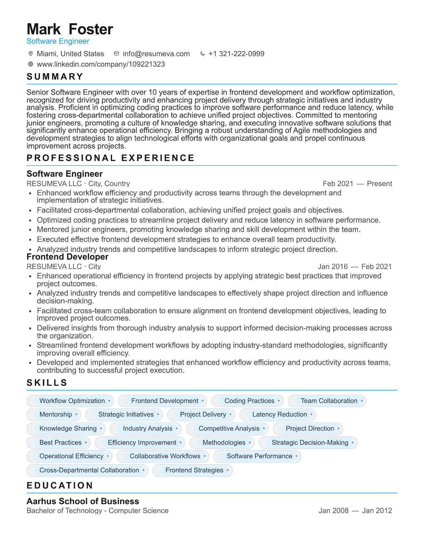 Free resume template preview