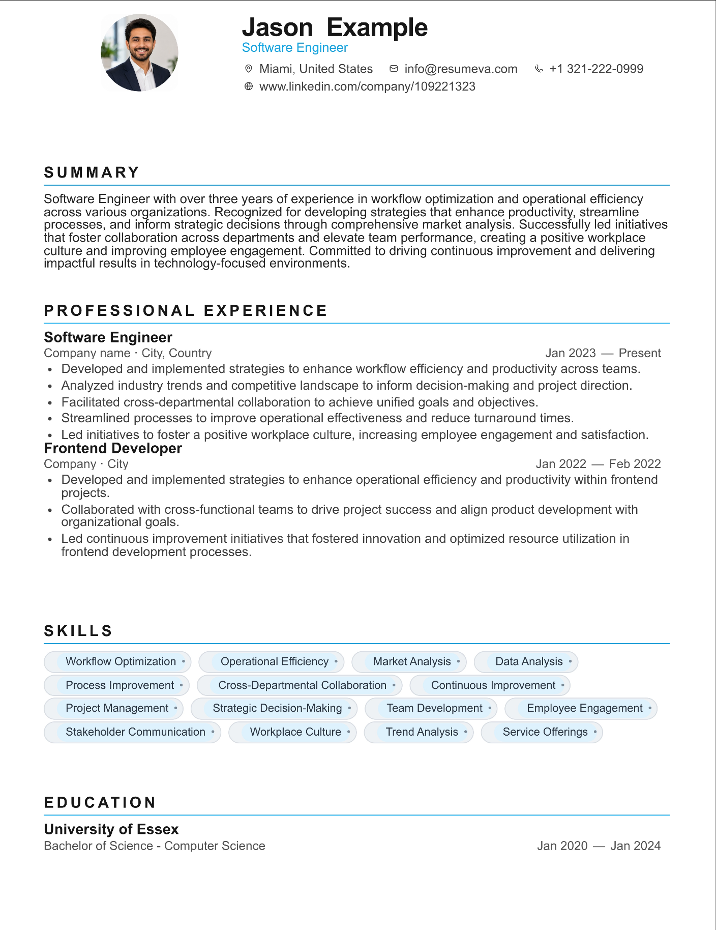 Free resume template preview