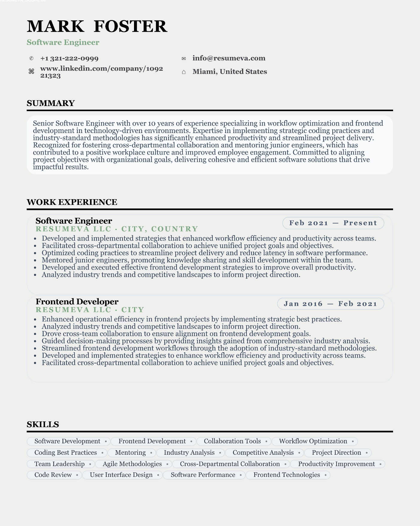 Lead Teacher resume template preview
