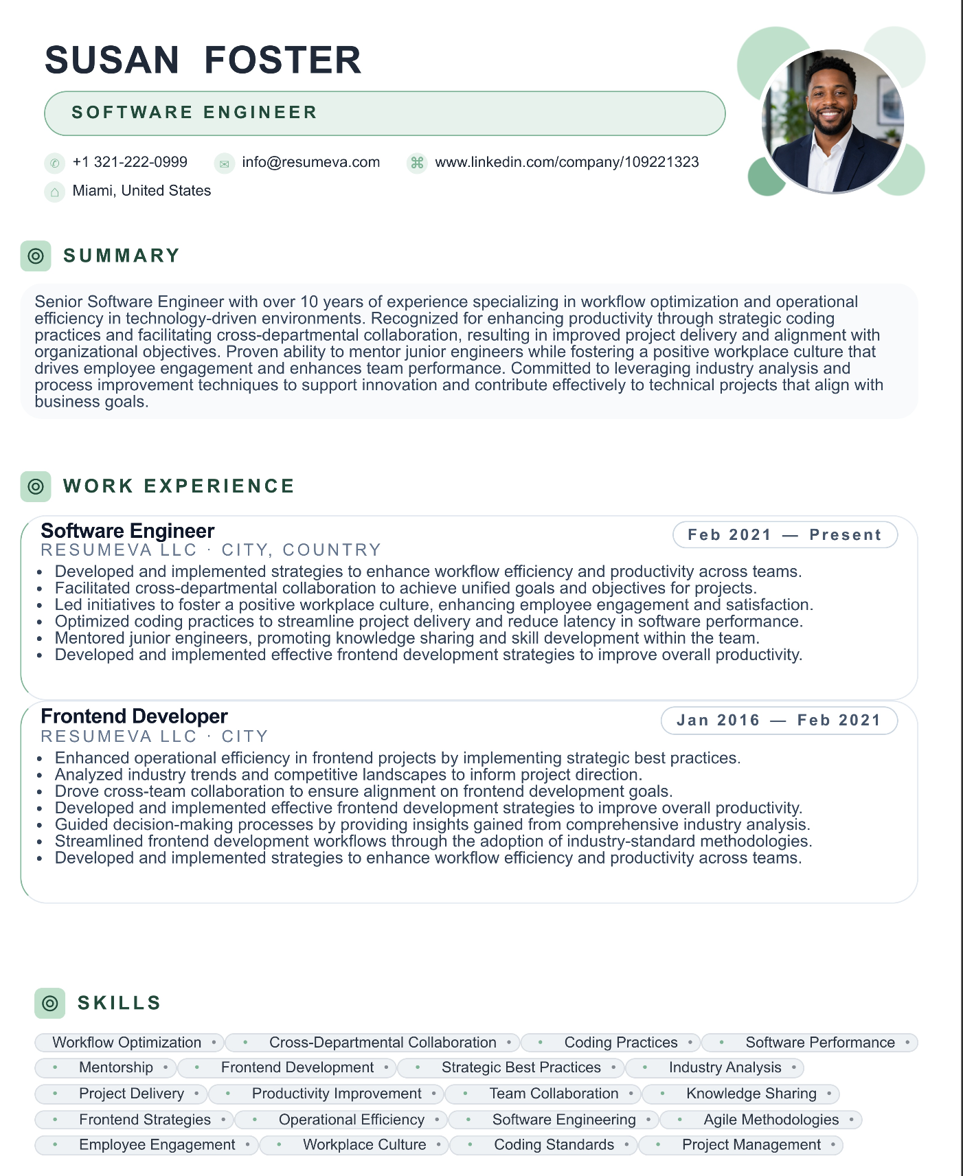 Marketing Professional resume template preview