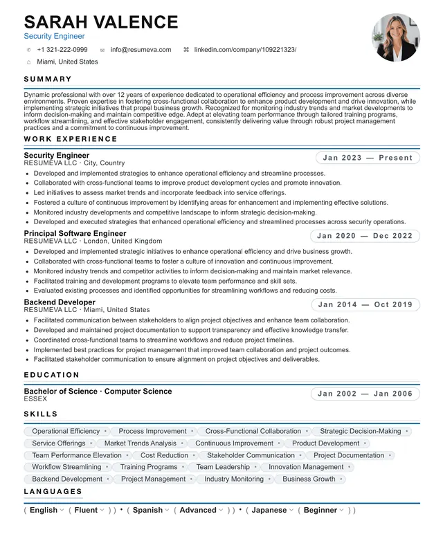 1. Marketing Manager resume template preview