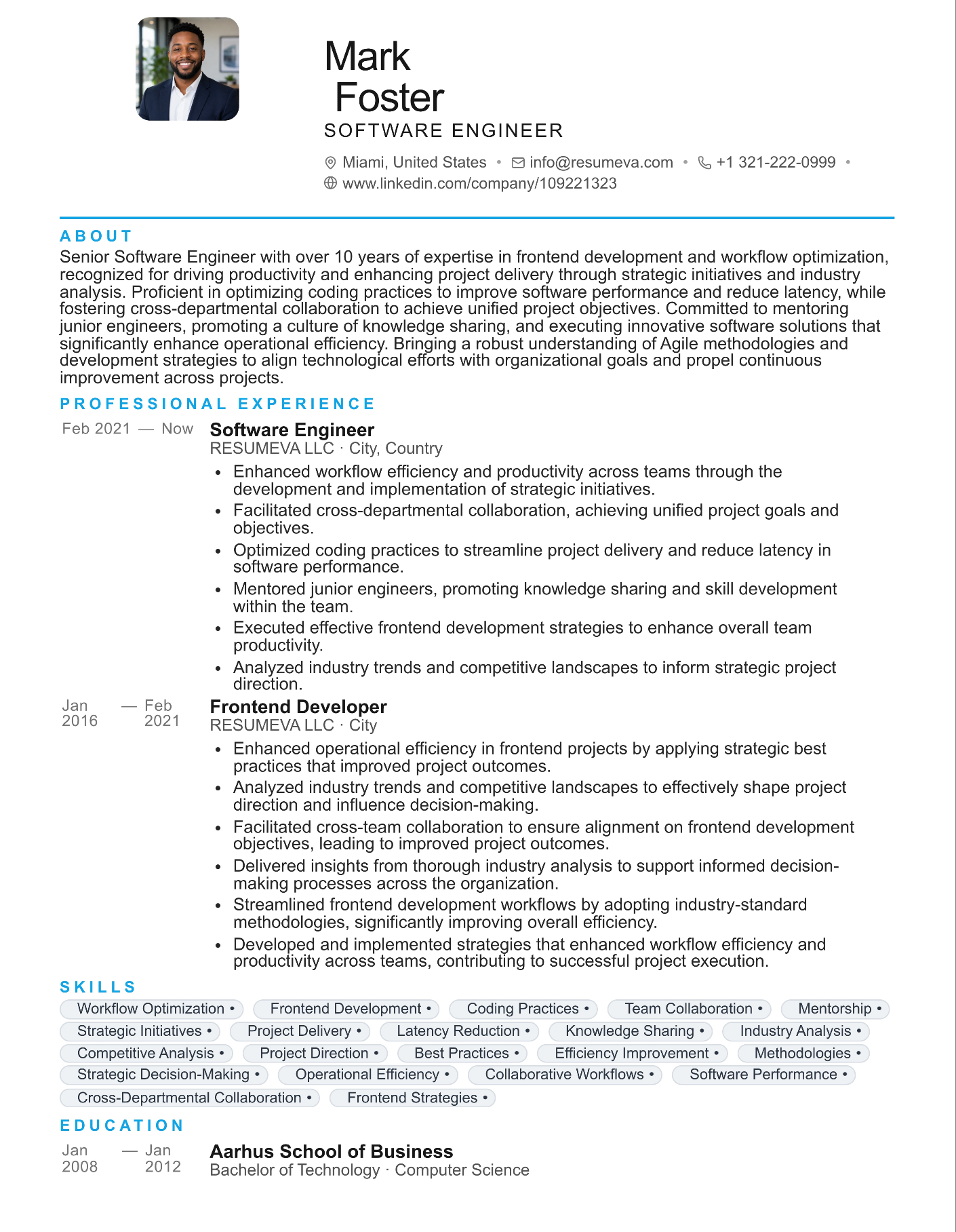 Minimal resume template preview