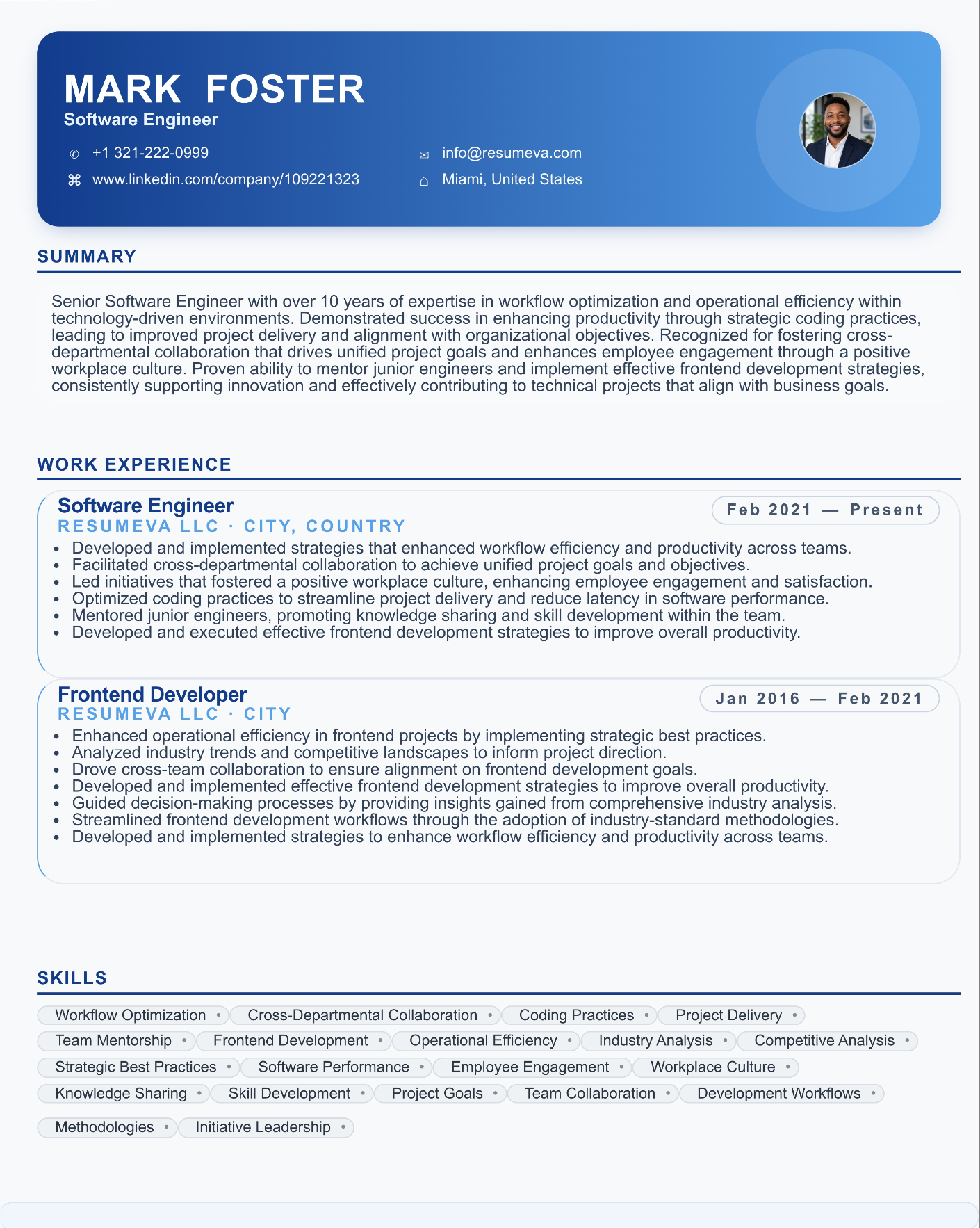 Operations Manager resume template preview